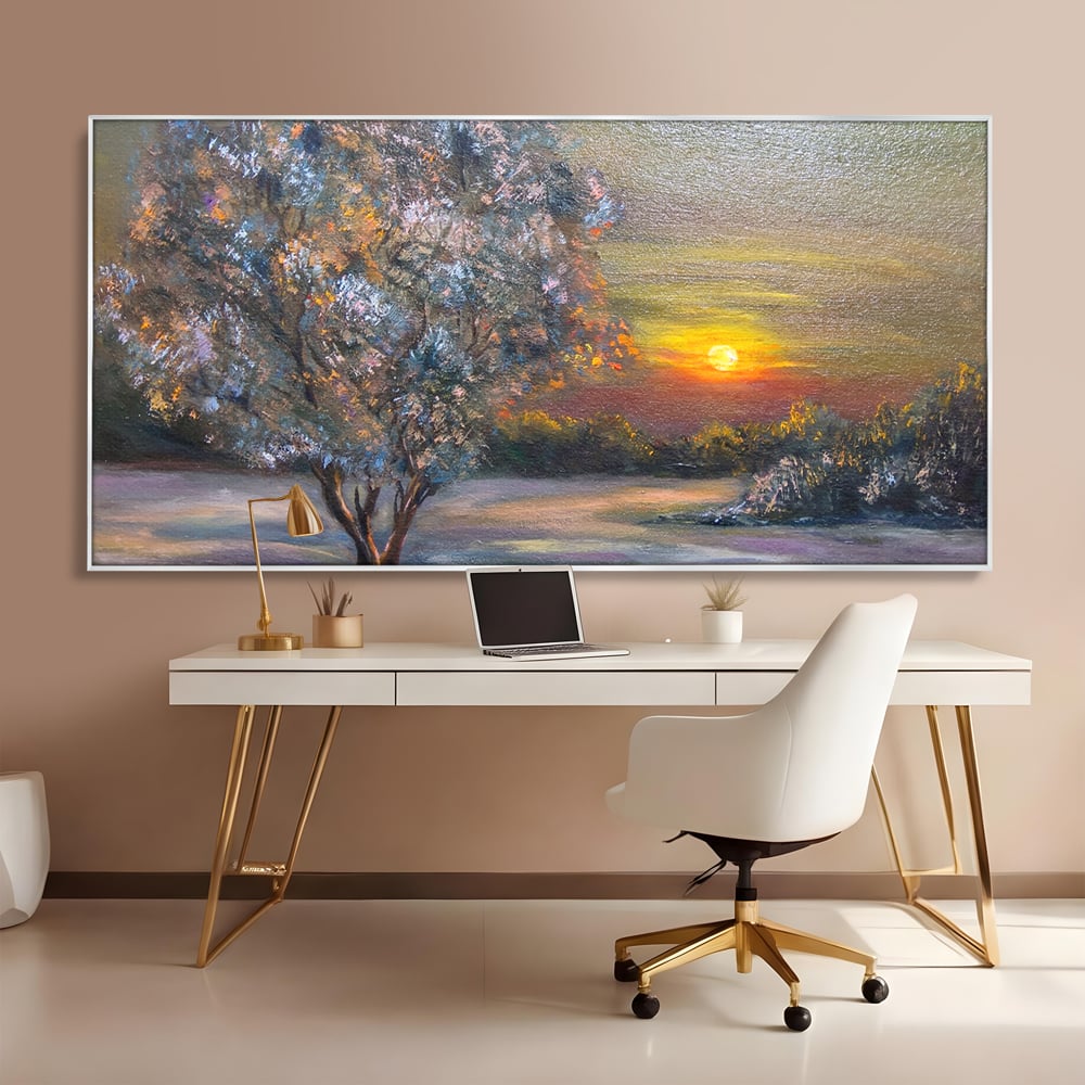 Tablou Canvas Premium LuxCanva® B1131, Copacul Magic , Copac, Living, Apus, Noapte, Natura, Culori Vibrante