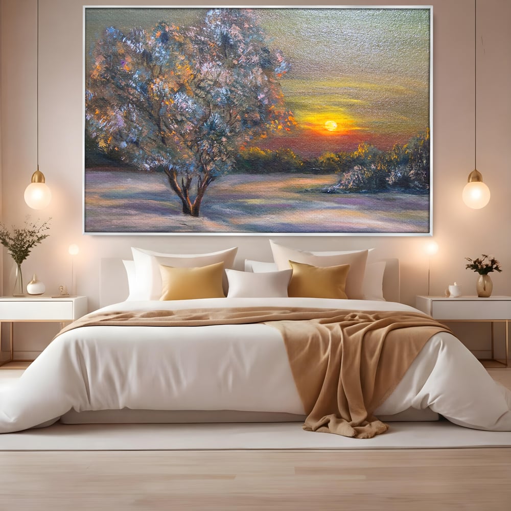 Tablou Canvas Premium LuxCanva® B1131, Copacul Magic , Copac, Living, Apus, Noapte, Natura, Culori Vibrante