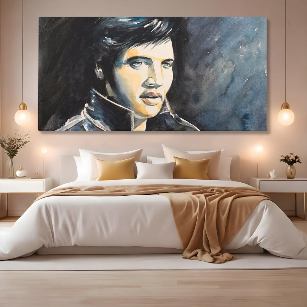 Tablou Canvas Premium LuxCanva® B1132, Regele Rock 'n' Roll-ului , Elvis Aaron Presley, Living, The King, Gospel, Memphis, Blues, Chitara, Culori Vibrante