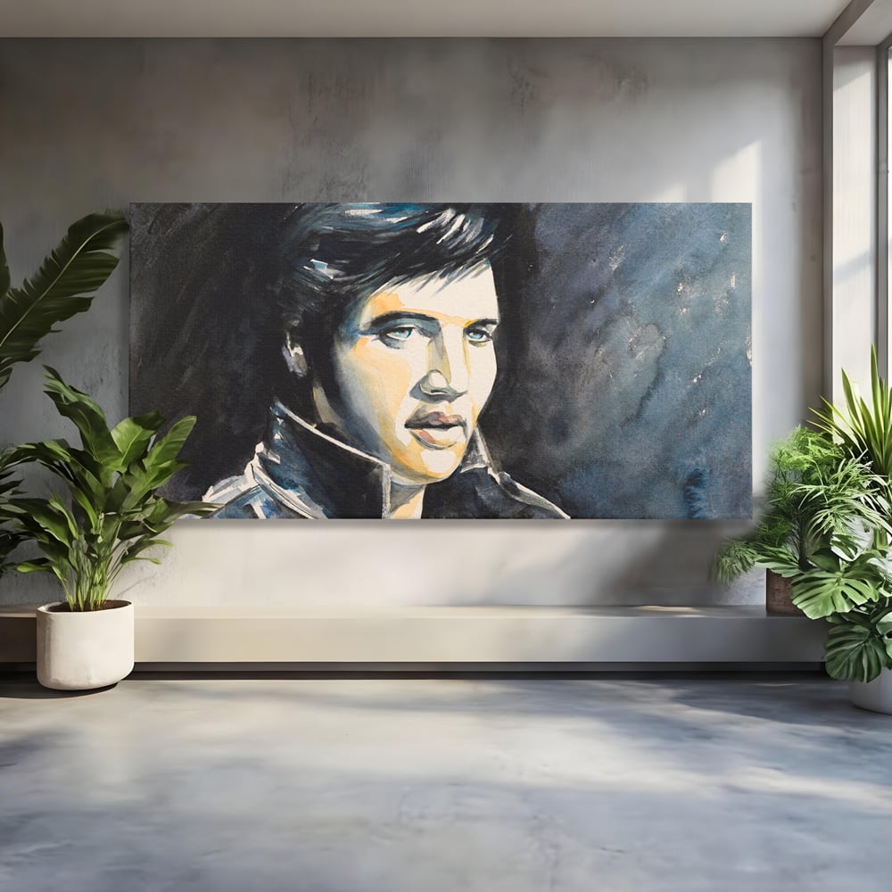 Tablou Canvas Premium LuxCanva® B1132, Regele Rock 'n' Roll-ului , Elvis Aaron Presley, Living, The King, Gospel, Memphis, Blues, Chitara, Culori Vibrante