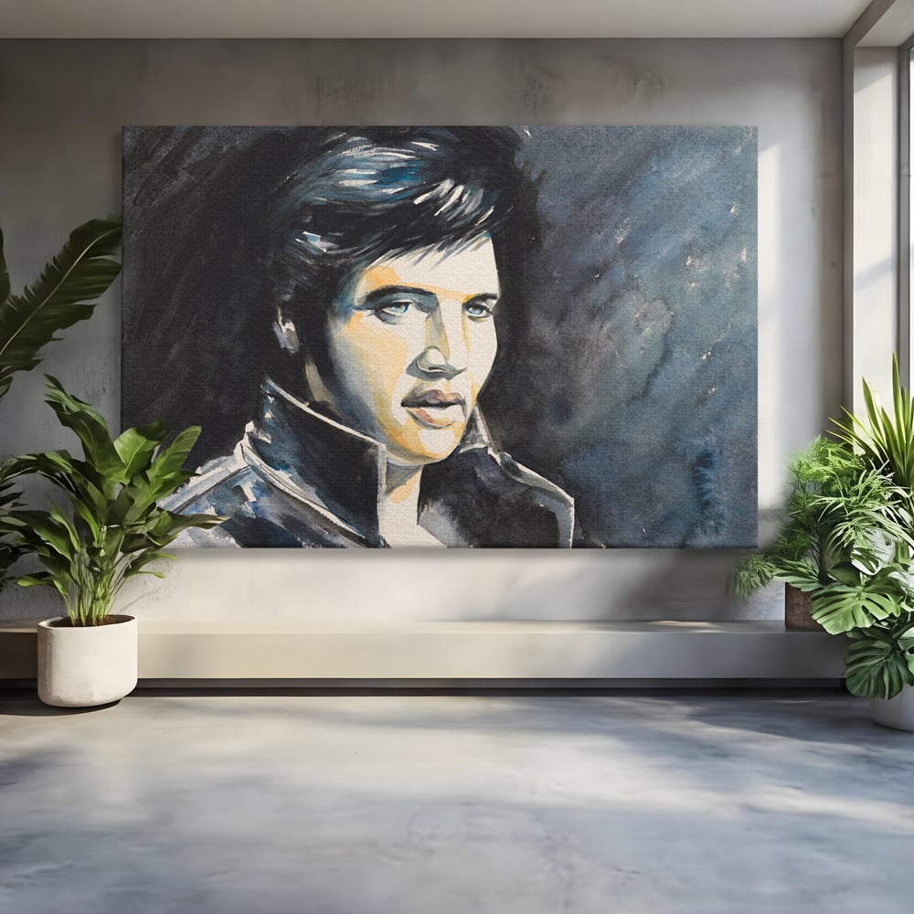 Tablou Canvas Premium LuxCanva® B1132, Regele Rock 'n' Roll-ului , Elvis Aaron Presley, Living, The King, Gospel, Memphis, Blues, Chitara, Culori Vibrante