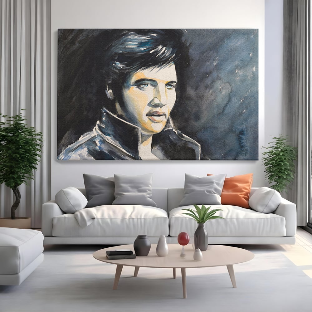 Tablou Canvas Premium LuxCanva® B1132, Regele Rock 'n' Roll-ului , Elvis Aaron Presley, Living, The King, Gospel, Memphis, Blues, Chitara, Culori Vibrante