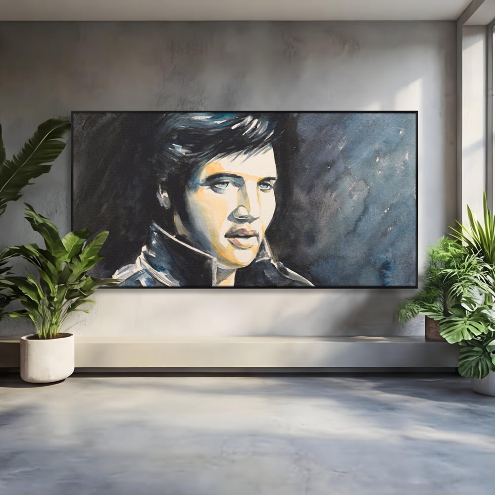 Tablou Canvas Premium LuxCanva® B1132, Regele Rock 'n' Roll-ului , Elvis Aaron Presley, Living, The King, Gospel, Memphis, Blues, Chitara, Culori Vibrante