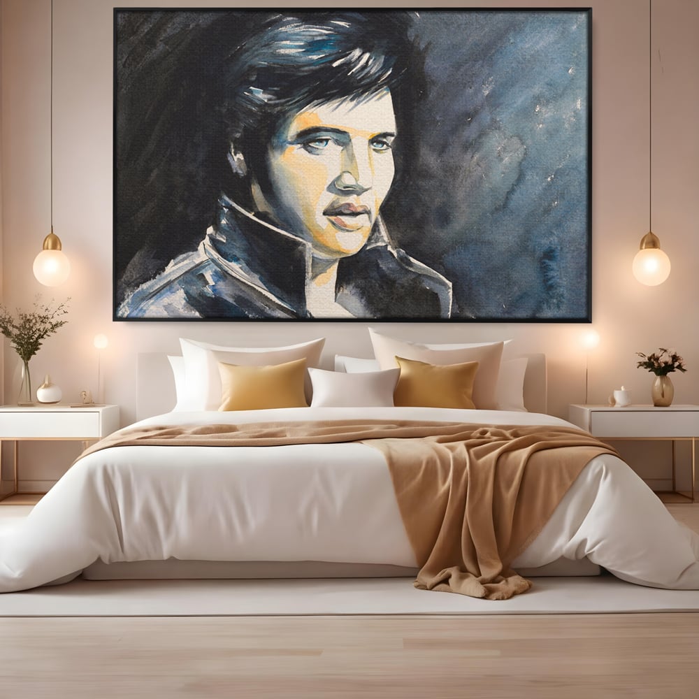 Tablou Canvas Premium LuxCanva® B1132, Regele Rock 'n' Roll-ului , Elvis Aaron Presley, Living, The King, Gospel, Memphis, Blues, Chitara, Culori Vibrante
