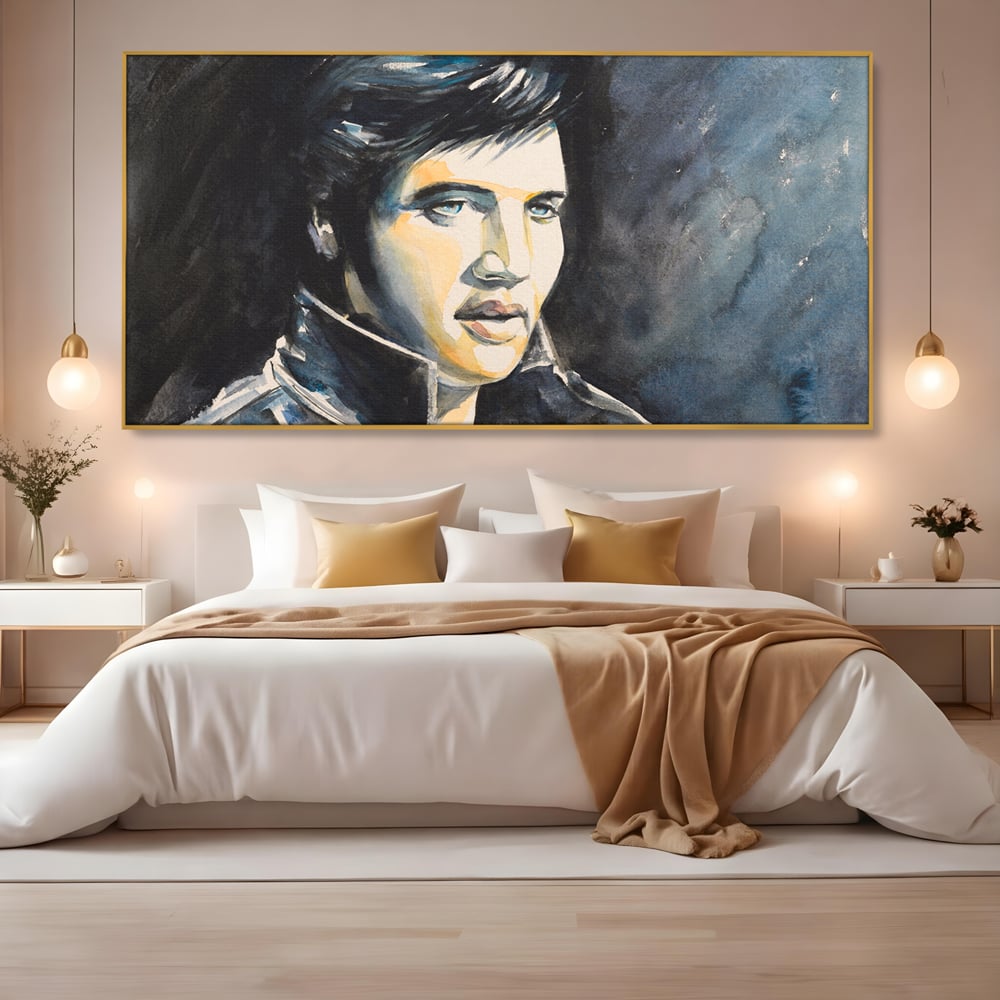 Tablou Canvas Premium LuxCanva® B1132, Regele Rock 'n' Roll-ului , Elvis Aaron Presley, Living, The King, Gospel, Memphis, Blues, Chitara, Culori Vibrante
