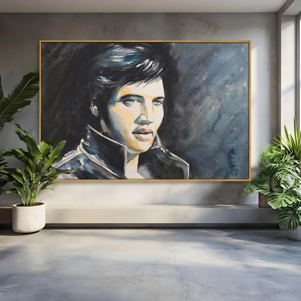 Tablou Canvas Premium LuxCanva® B1132, Regele Rock 'n' Roll-ului , Elvis Aaron Presley, Living, The King, Gospel, Memphis, Blues, Chitara, Culori Vibrante