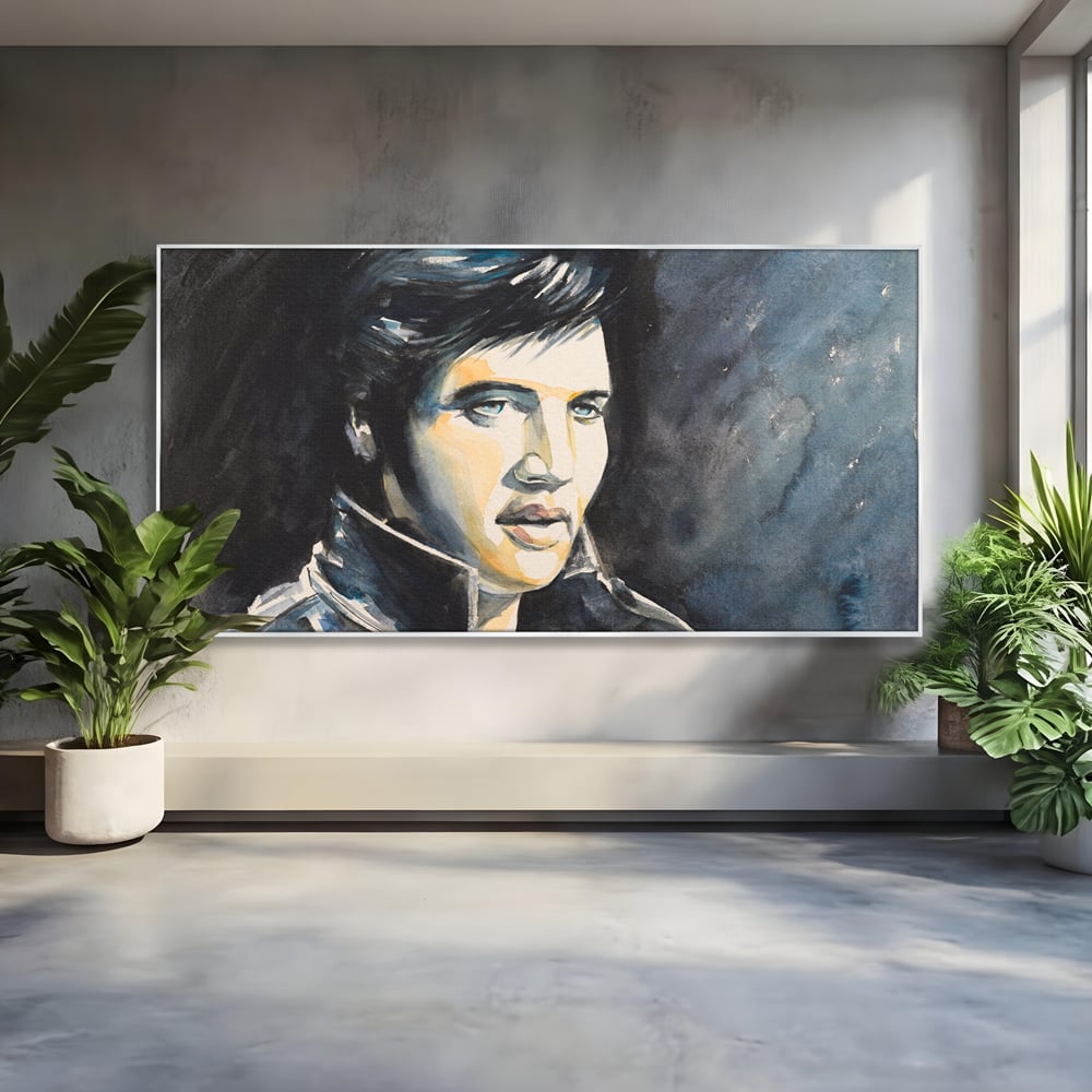 Tablou Canvas Premium LuxCanva® B1132, Regele Rock 'n' Roll-ului , Elvis Aaron Presley, Living, The King, Gospel, Memphis, Blues, Chitara, Culori Vibrante