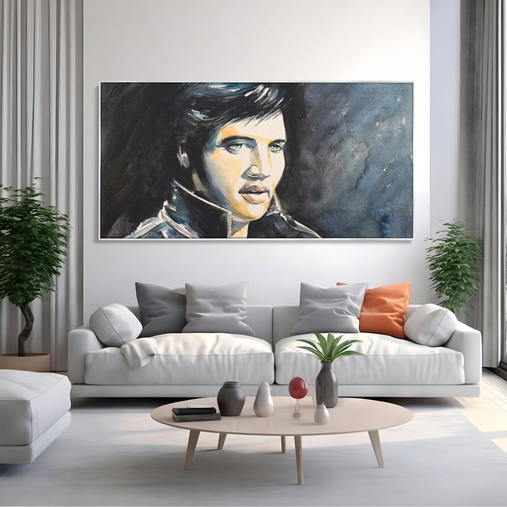 Tablou Canvas Premium LuxCanva® B1132, Regele Rock 'n' Roll-ului , Elvis Aaron Presley, Living, The King, Gospel, Memphis, Blues, Chitara, Culori Vibrante