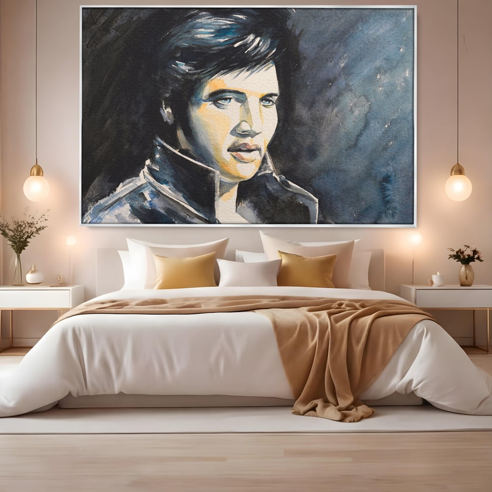 Tablou Canvas Premium LuxCanva® B1132, Regele Rock 'n' Roll-ului , Elvis Aaron Presley, Living, The King, Gospel, Memphis, Blues, Chitara, Culori Vibrante