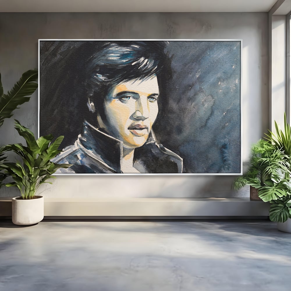 Tablou Canvas Premium LuxCanva® B1132, Regele Rock 'n' Roll-ului , Elvis Aaron Presley, Living, The King, Gospel, Memphis, Blues, Chitara, Culori Vibrante