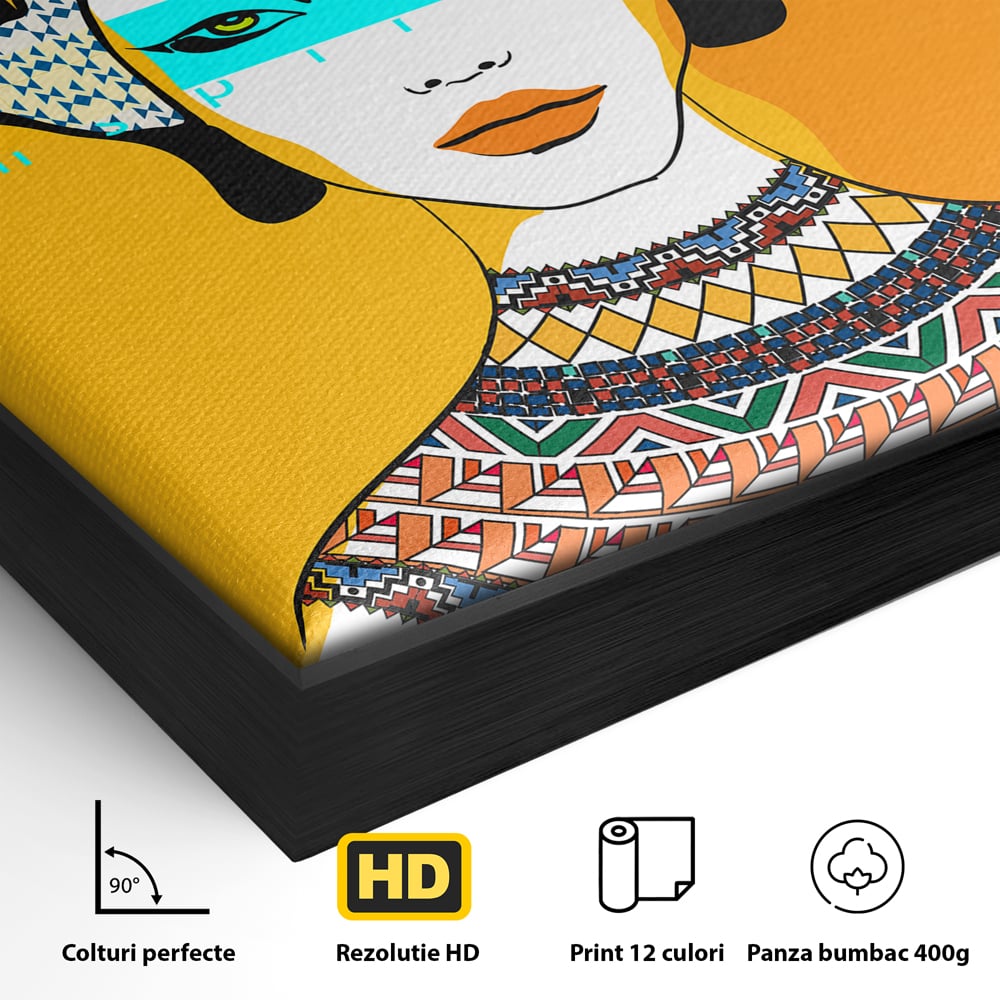 Tablou Canvas Premium LuxCanva® B1133, African Women , Femei, Living, Turban, Frumusete, Trib, Dormitor, Africa, Culori Vibrante