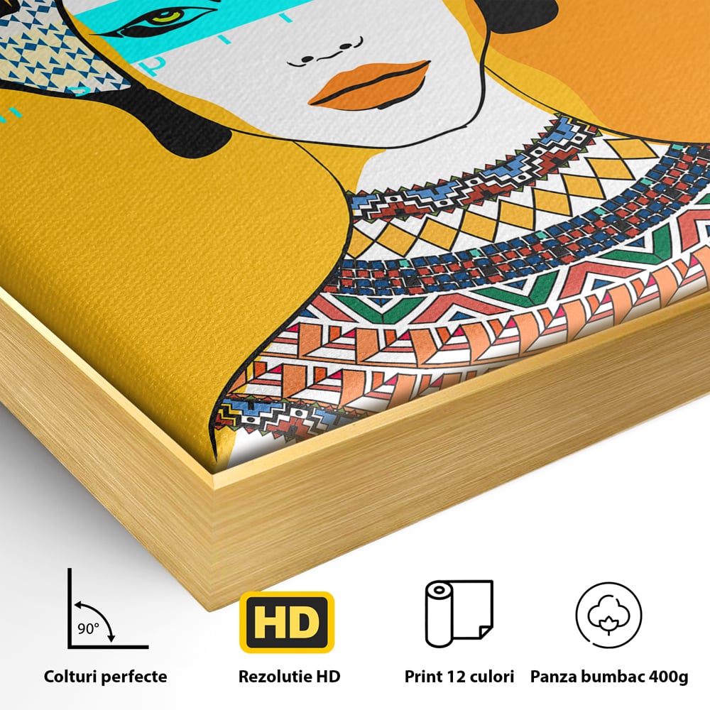 Tablou Canvas Premium LuxCanva® B1133, African Women , Femei, Living, Turban, Frumusete, Trib, Dormitor, Africa, Culori Vibrante