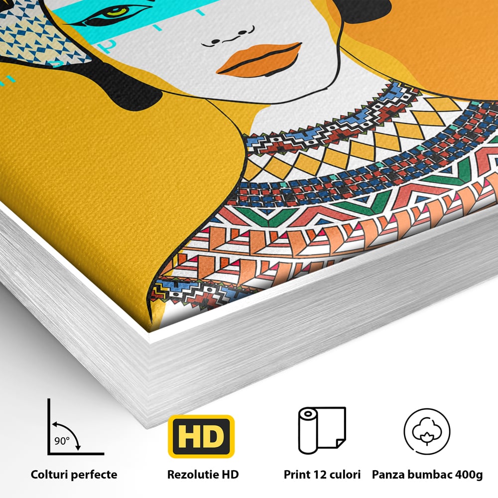 Tablou Canvas Premium LuxCanva® B1133, African Women , Femei, Living, Turban, Frumusete, Trib, Dormitor, Africa, Culori Vibrante
