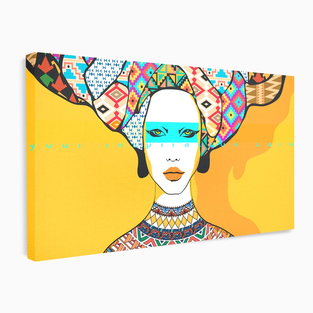 Tablou Canvas Premium LuxCanva® B1133, African Women , Femei, Living, Turban, Frumusete, Trib, Dormitor, Africa, Culori Vibrante