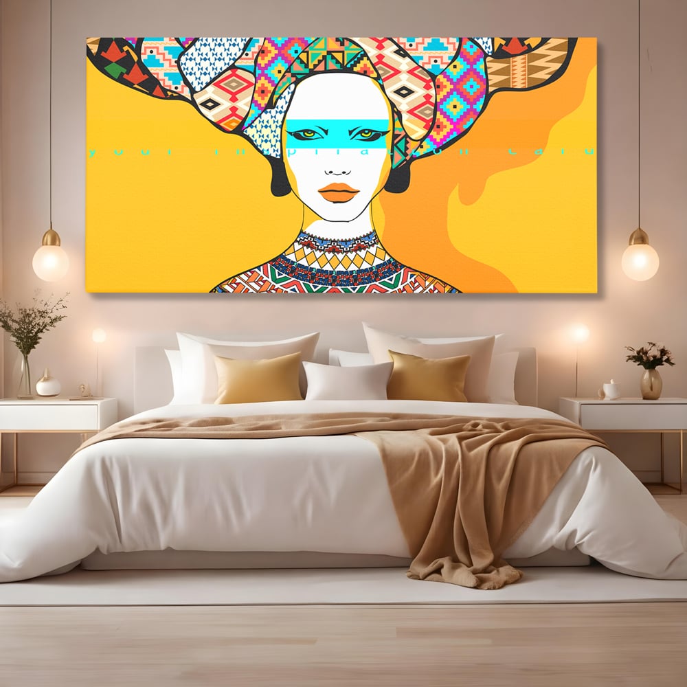 Tablou Canvas Premium LuxCanva® B1133, African Women , Femei, Living, Turban, Frumusete, Trib, Dormitor, Africa, Culori Vibrante
