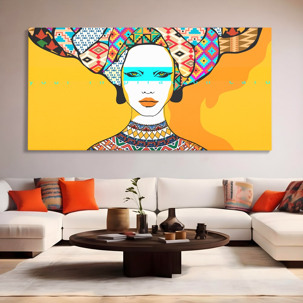Tablou Canvas Premium LuxCanva® B1133, African Women , Femei, Living, Turban, Frumusete, Trib, Dormitor, Africa, Culori Vibrante