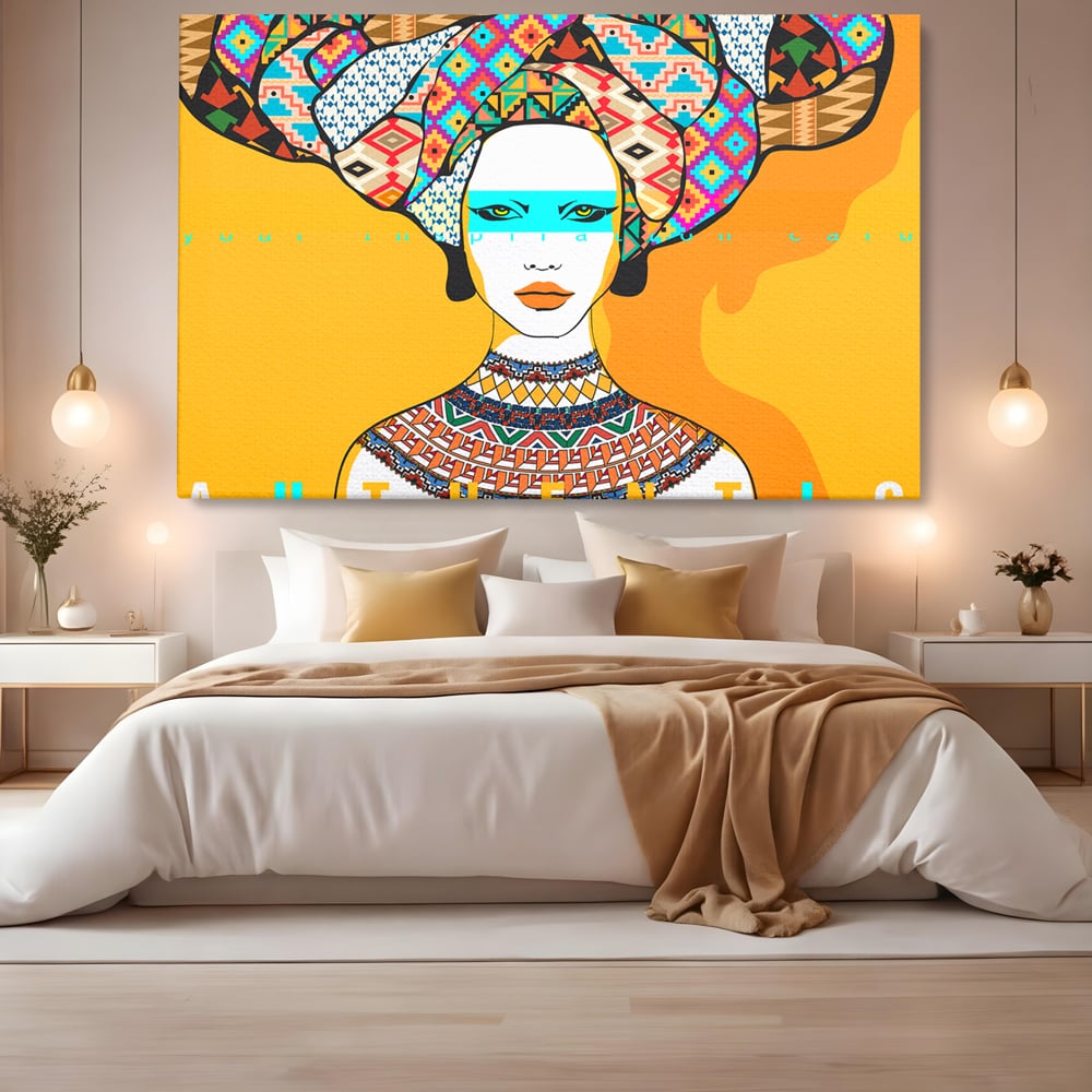 Tablou Canvas Premium LuxCanva® B1133, African Women , Femei, Living, Turban, Frumusete, Trib, Dormitor, Africa, Culori Vibrante