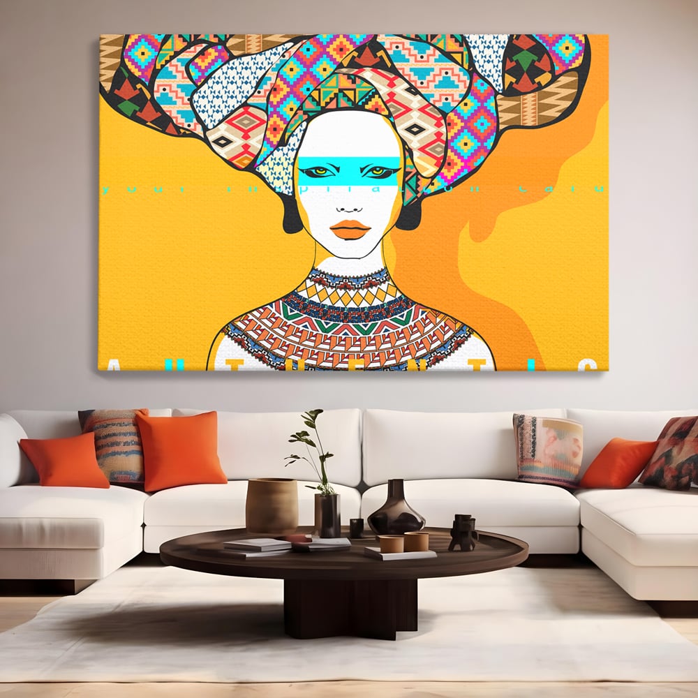 Tablou Canvas Premium LuxCanva® B1133, African Women , Femei, Living, Turban, Frumusete, Trib, Dormitor, Africa, Culori Vibrante