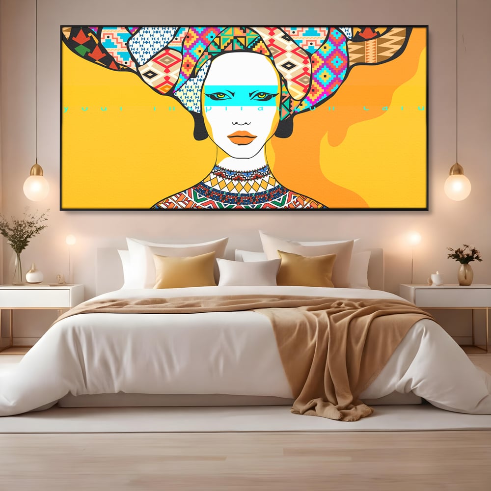 Tablou Canvas Premium LuxCanva® B1133, African Women , Femei, Living, Turban, Frumusete, Trib, Dormitor, Africa, Culori Vibrante