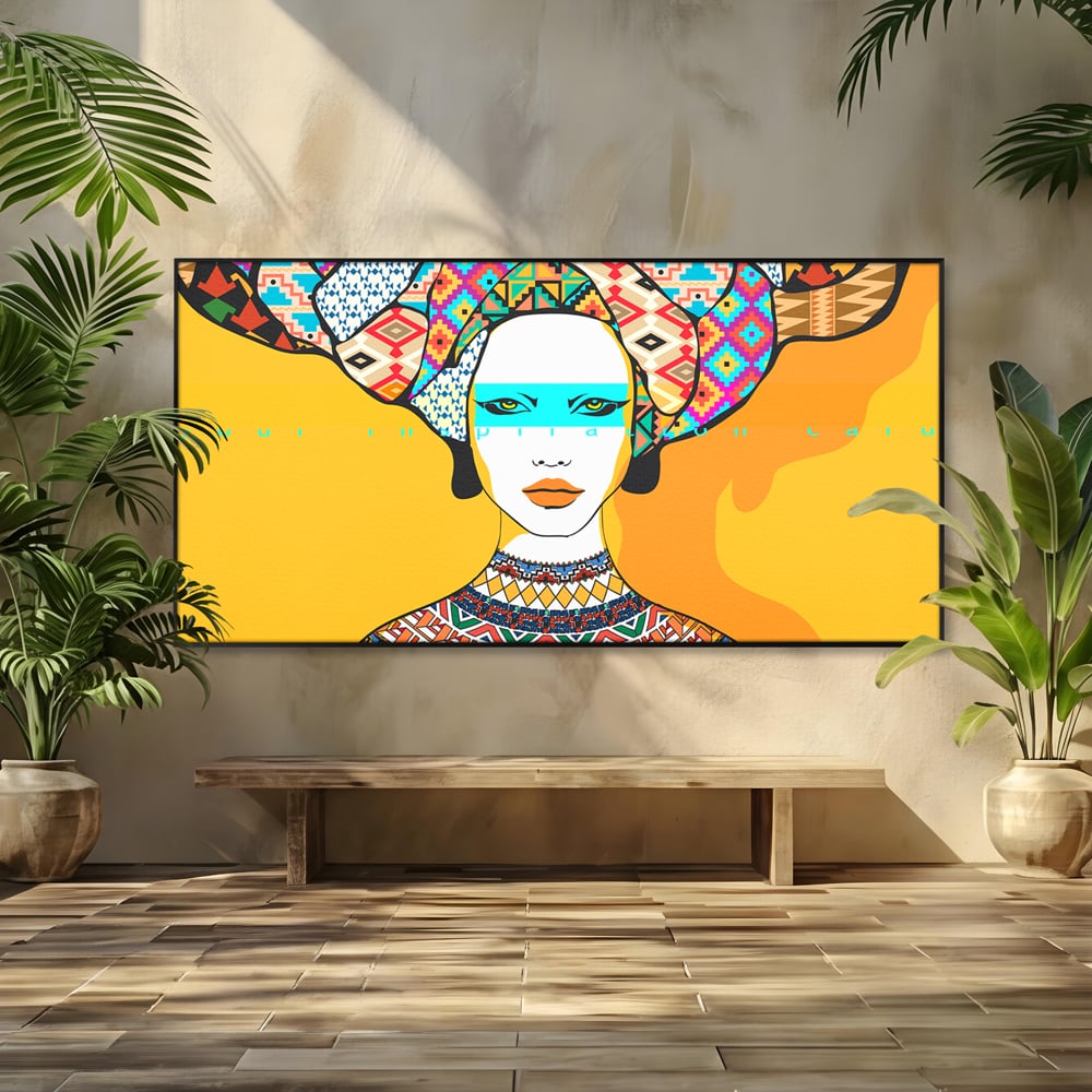Tablou Canvas Premium LuxCanva® B1133, African Women , Femei, Living, Turban, Frumusete, Trib, Dormitor, Africa, Culori Vibrante