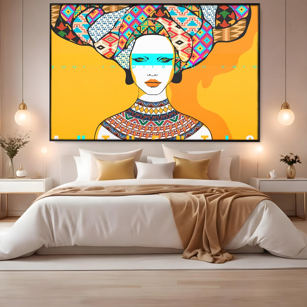 Tablou Canvas Premium LuxCanva® B1133, African Women , Femei, Living, Turban, Frumusete, Trib, Dormitor, Africa, Culori Vibrante