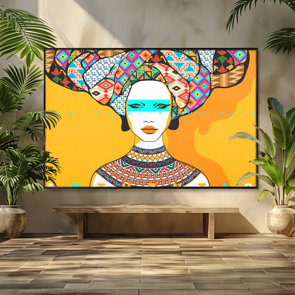 Tablou Canvas Premium LuxCanva® B1133, African Women , Femei, Living, Turban, Frumusete, Trib, Dormitor, Africa, Culori Vibrante
