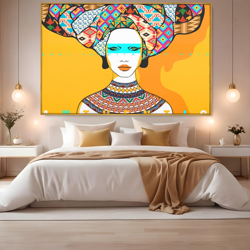 Tablou Canvas Premium LuxCanva® B1133, African Women , Femei, Living, Turban, Frumusete, Trib, Dormitor, Africa, Culori Vibrante