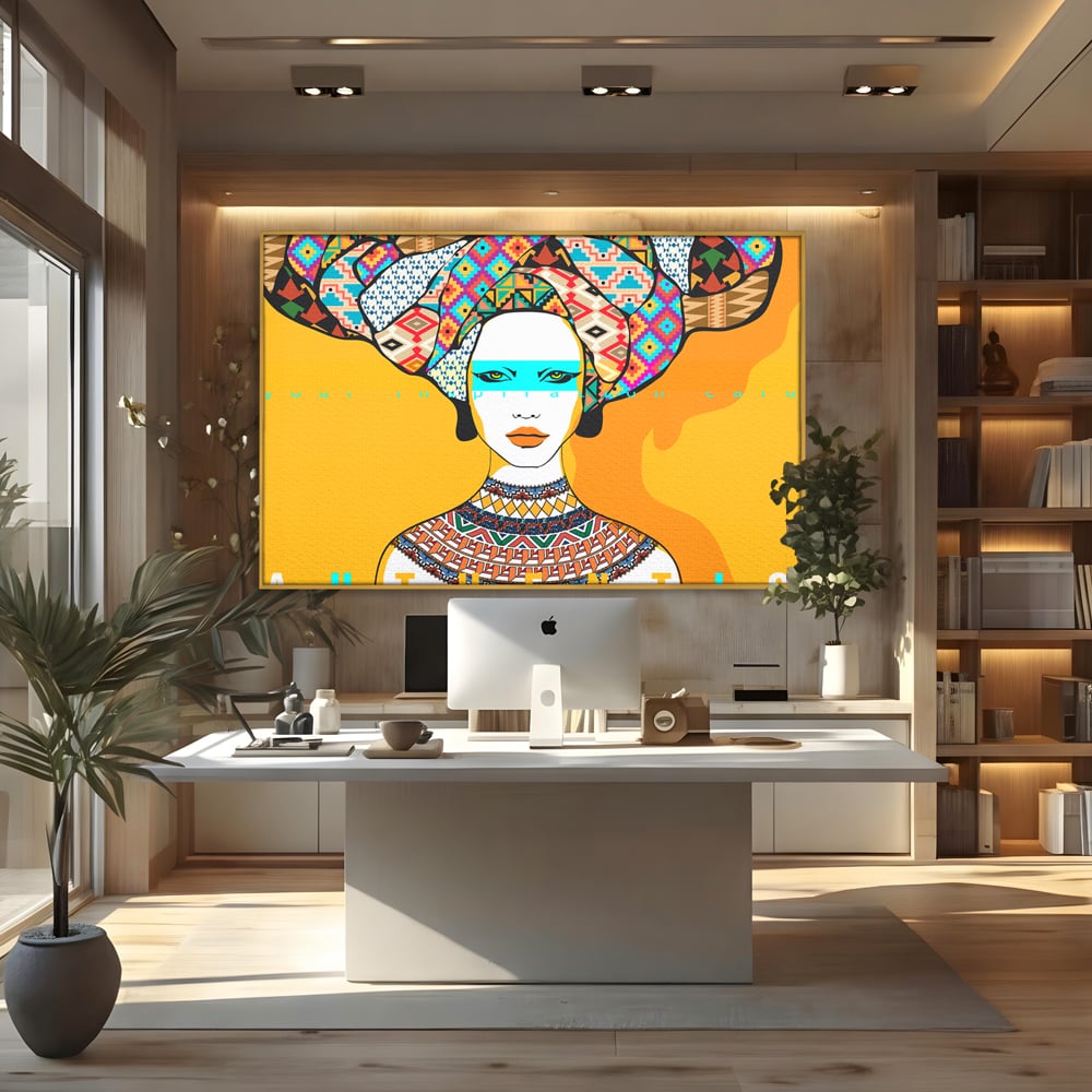 Tablou Canvas Premium LuxCanva® B1133, African Women , Femei, Living, Turban, Frumusete, Trib, Dormitor, Africa, Culori Vibrante