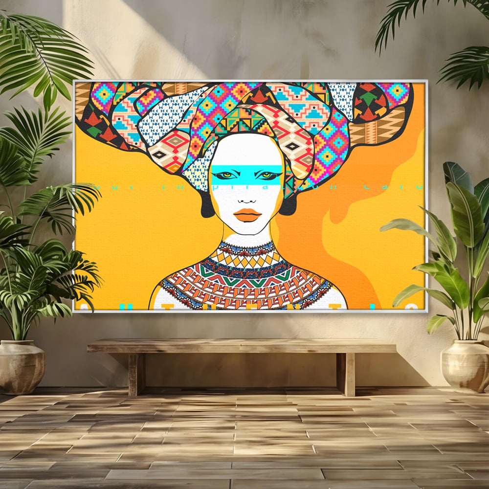 Tablou Canvas Premium LuxCanva® B1133, African Women , Femei, Living, Turban, Frumusete, Trib, Dormitor, Africa, Culori Vibrante