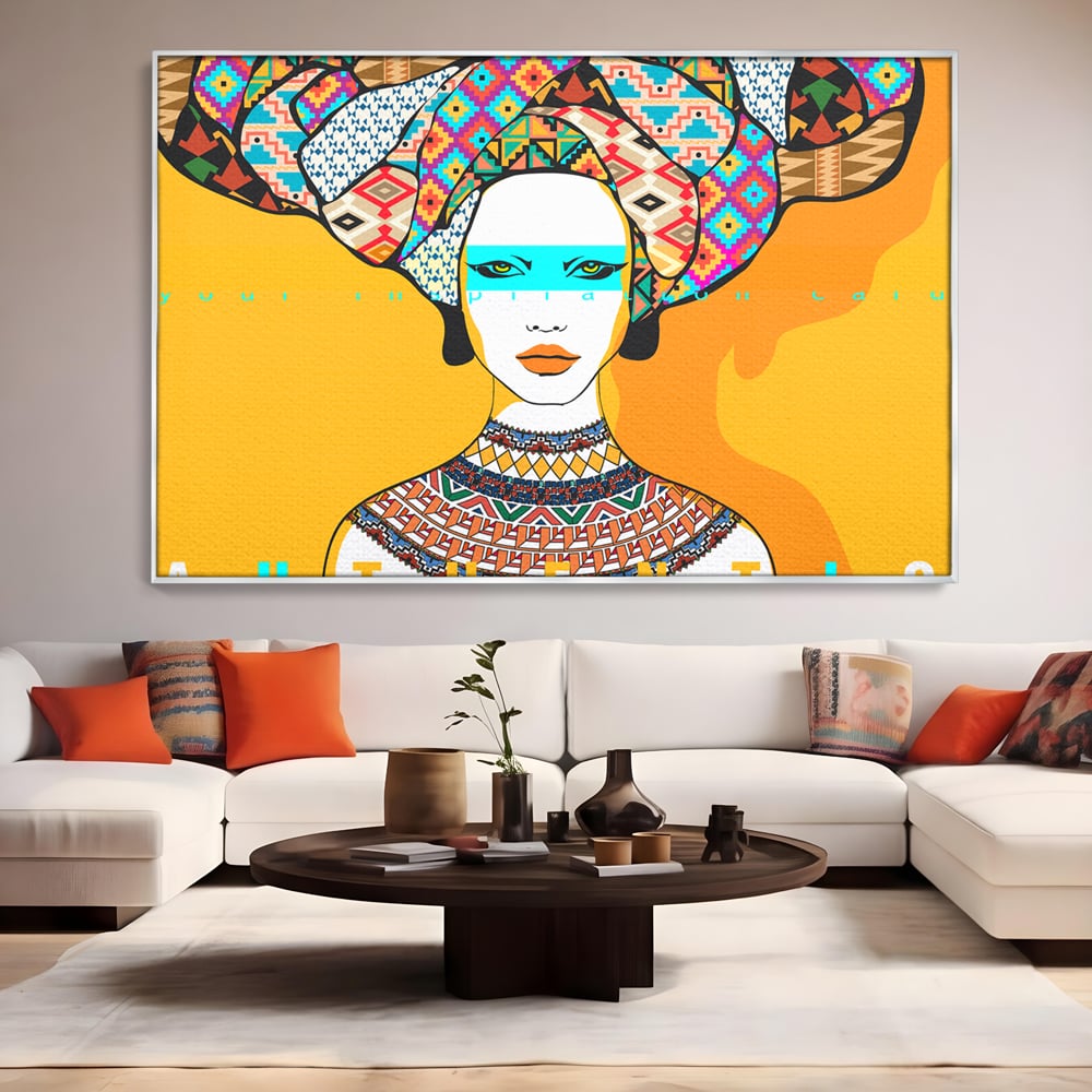 Tablou Canvas Premium LuxCanva® B1133, African Women , Femei, Living, Turban, Frumusete, Trib, Dormitor, Africa, Culori Vibrante
