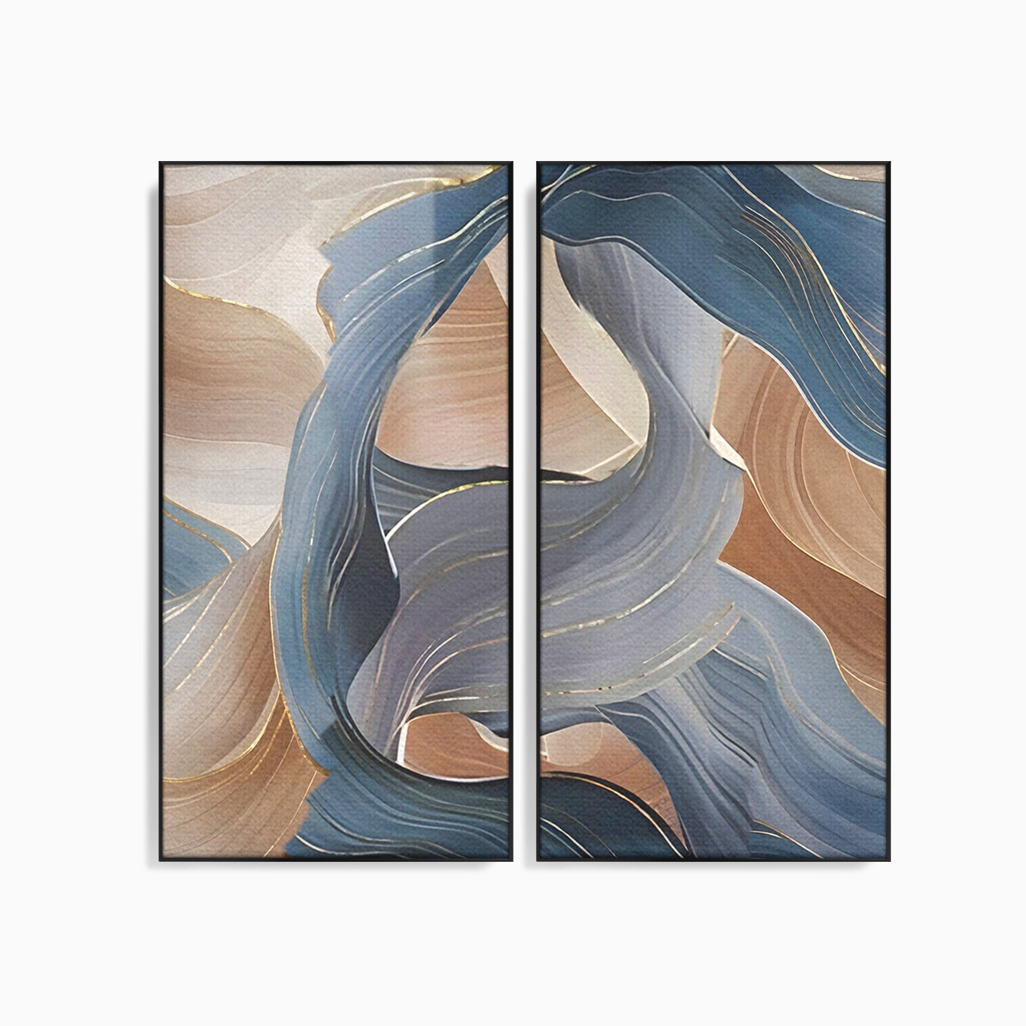 Set 2 Tablouri Canvas Premium LuxCanva® B2-1106, Pierdut In Pastel, Living, Abstract, Valuri, Culori Pastelate, Furtuna, Dormitor, Culori Vibrante