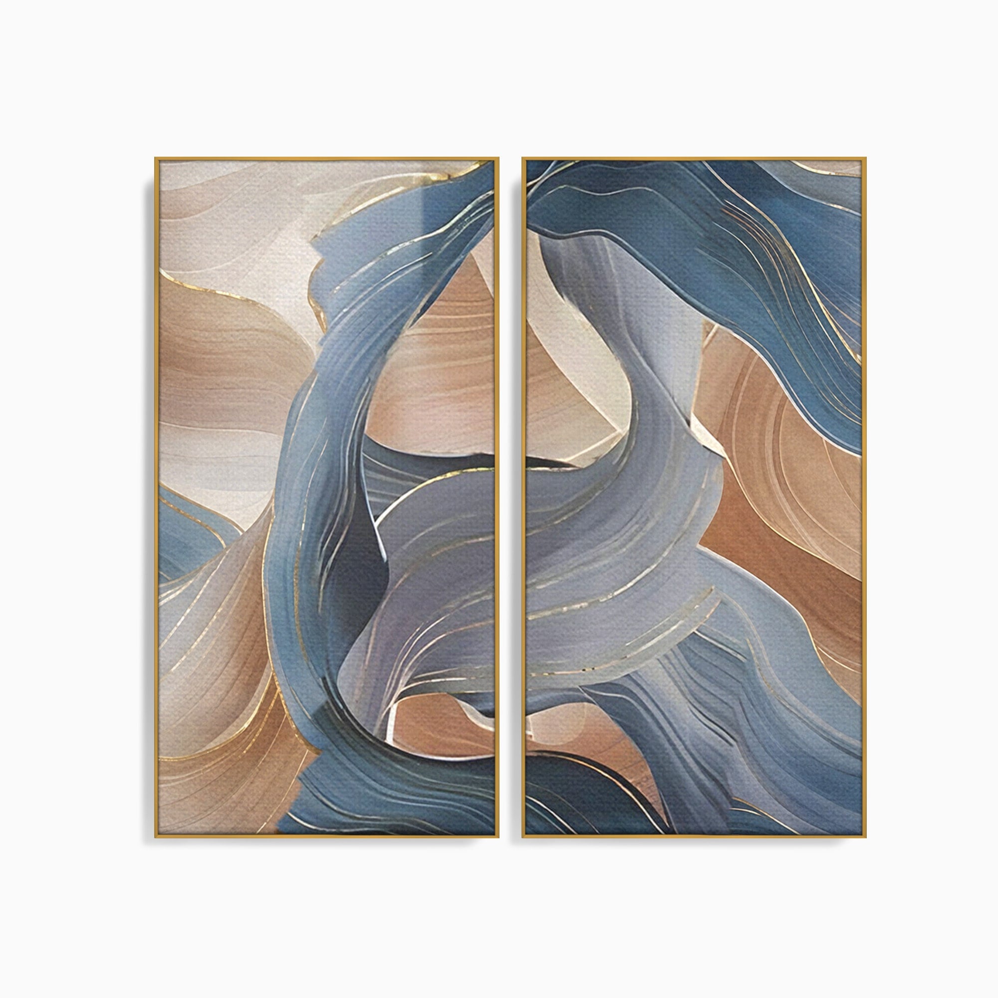 Set 2 Tablouri Canvas Premium LuxCanva® B2-1106, Pierdut In Pastel, Living, Abstract, Valuri, Culori Pastelate, Furtuna, Dormitor, Culori Vibrante