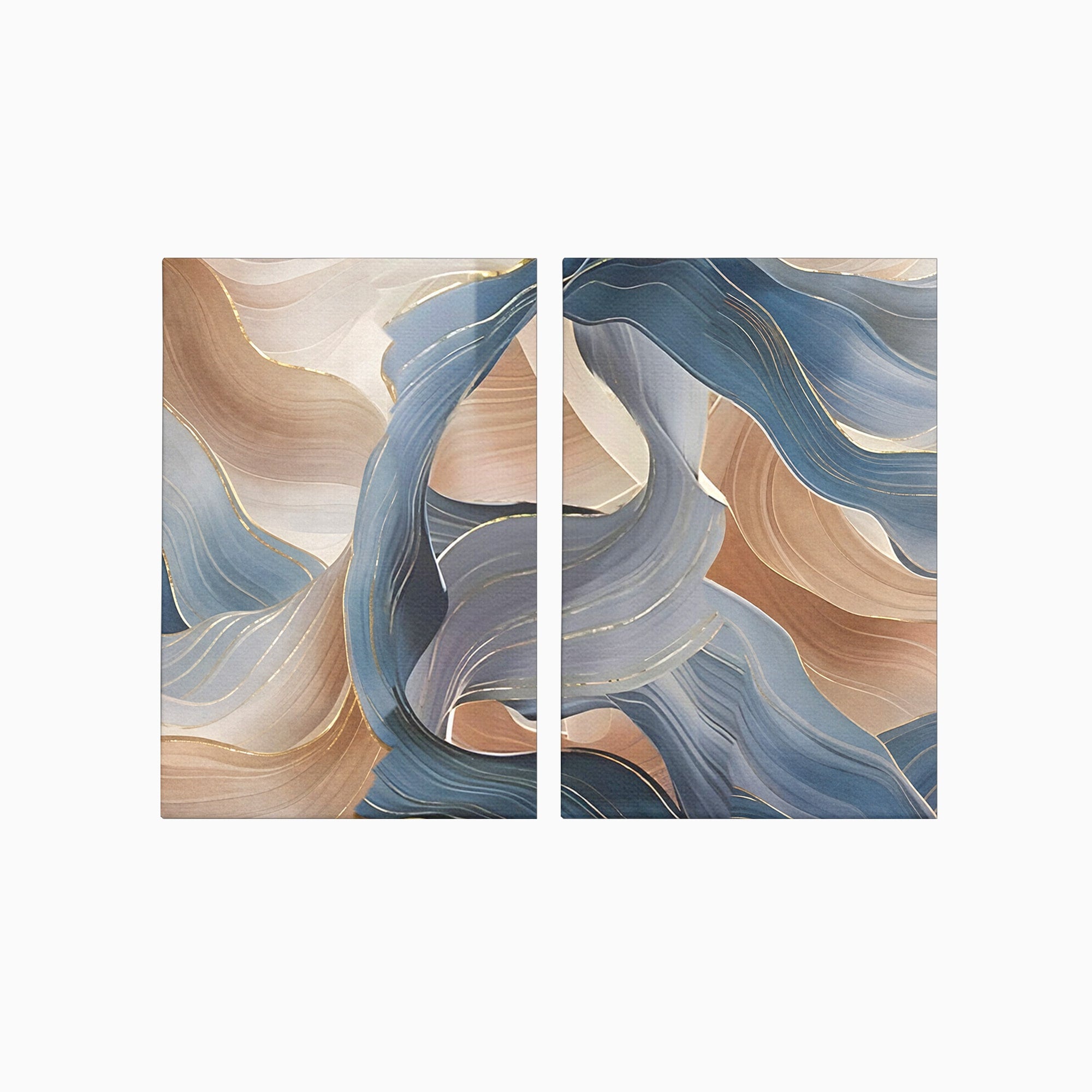 Set 2 Tablouri Canvas Premium LuxCanva® B2-1106, Pierdut In Pastel, Living, Abstract, Valuri, Culori Pastelate, Furtuna, Dormitor, Culori Vibrante