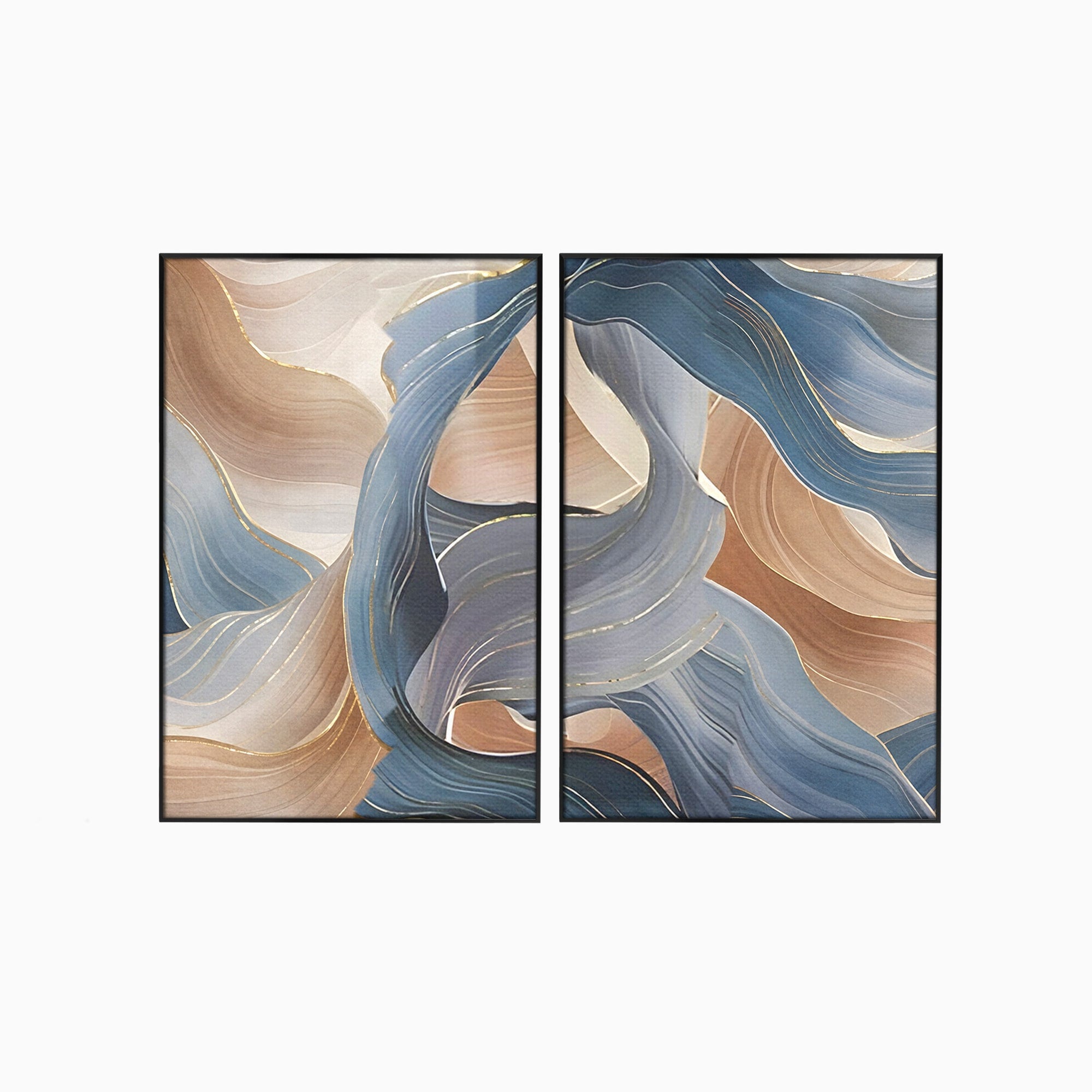 Set 2 Tablouri Canvas Premium LuxCanva® B2-1106, Pierdut In Pastel, Living, Abstract, Valuri, Culori Pastelate, Furtuna, Dormitor, Culori Vibrante