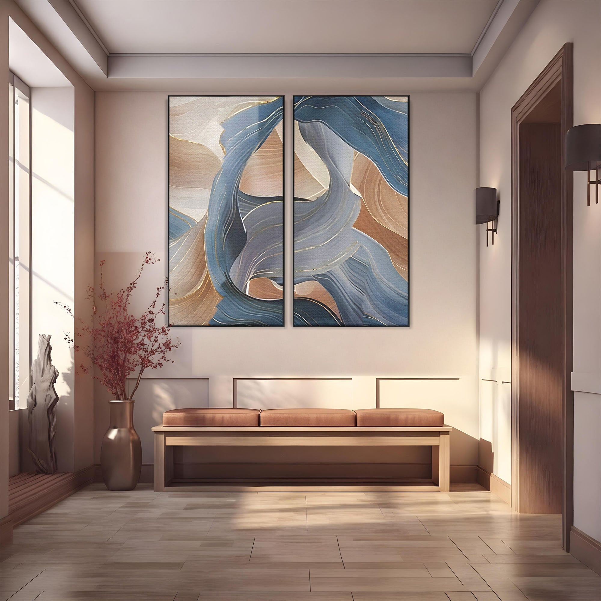 Set 2 Tablouri Canvas Premium LuxCanva® B2-1106, Pierdut In Pastel, Living, Abstract, Valuri, Culori Pastelate, Furtuna, Dormitor, Culori Vibrante