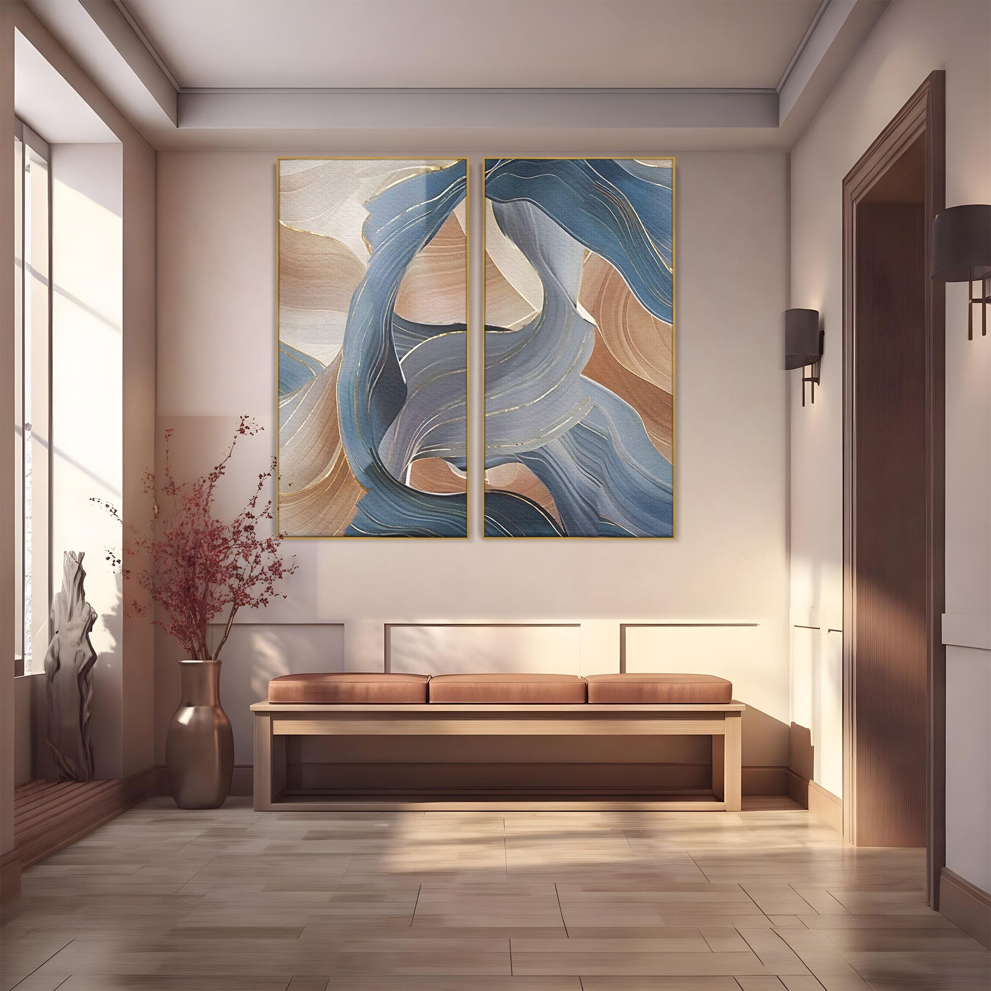 Set 2 Tablouri Canvas Premium LuxCanva® B2-1106, Pierdut In Pastel, Living, Abstract, Valuri, Culori Pastelate, Furtuna, Dormitor, Culori Vibrante
