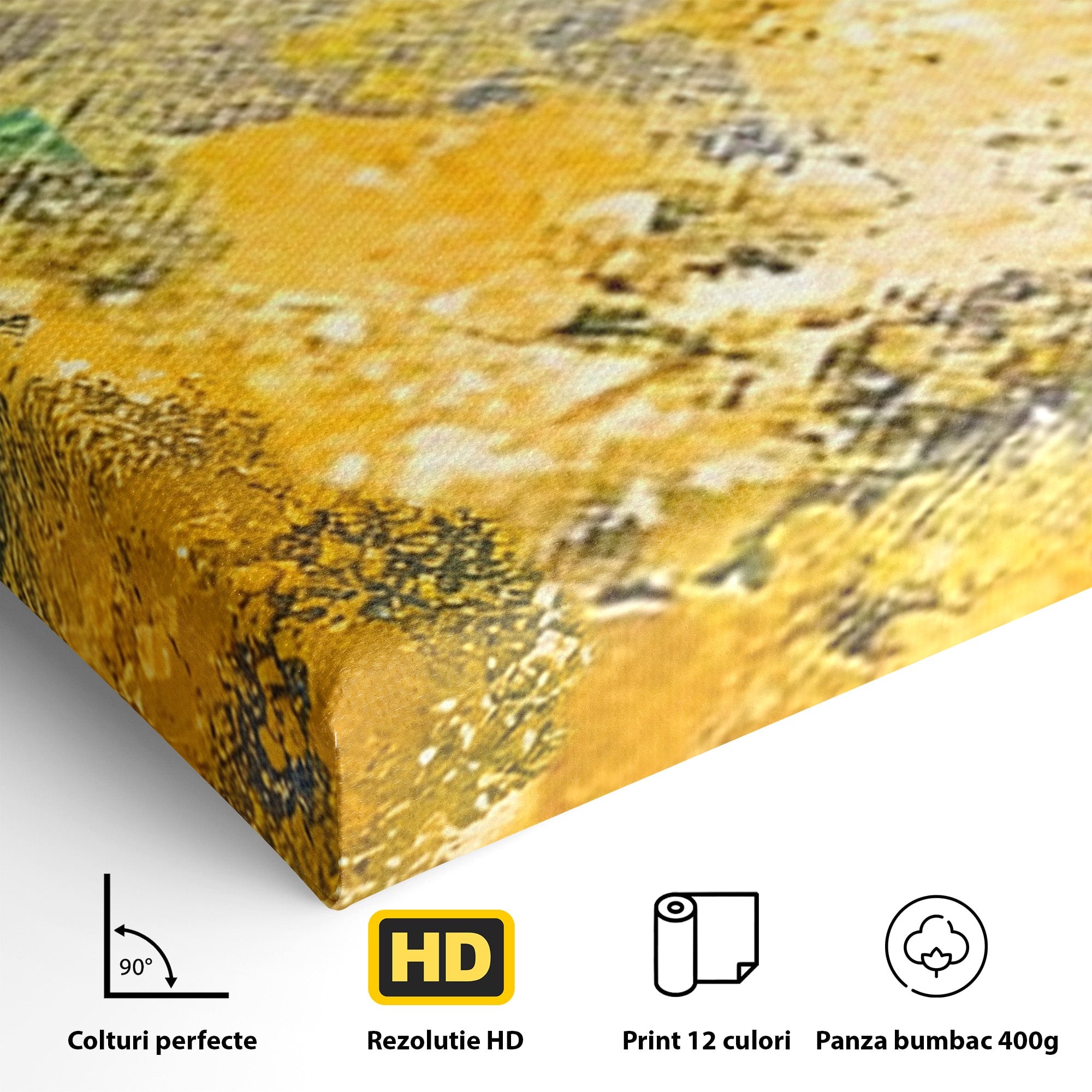 Set 3 Tablouri Canvas Premium LuxCanva® B3-1104, Mare Abstracta, Living, Liniste, Foite Aurii, Albastru, Decor, Mare, Apa, Culori Vibrante