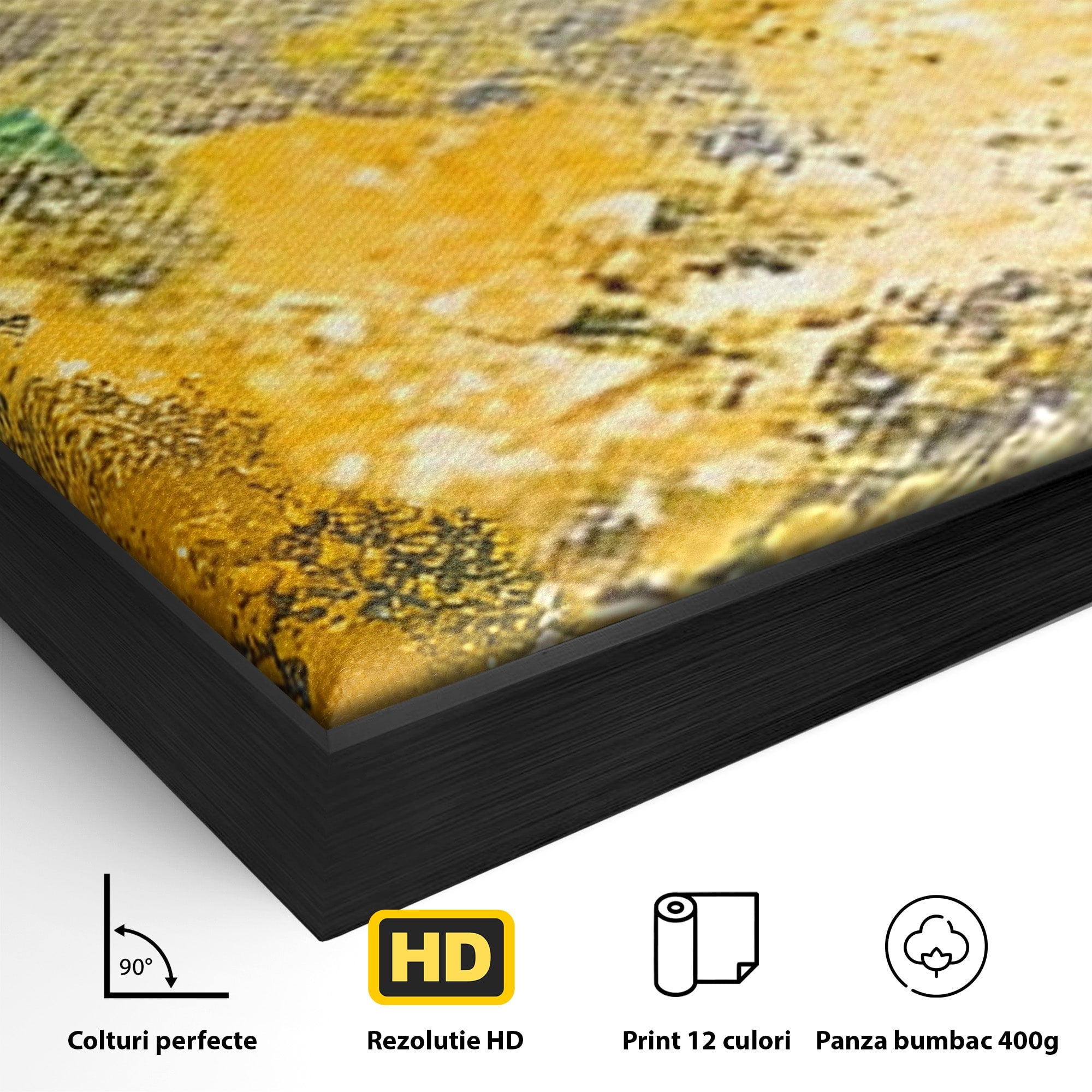 Set 3 Tablouri Canvas Premium LuxCanva® B3-1104, Mare Abstracta, Living, Liniste, Foite Aurii, Albastru, Decor, Mare, Apa, Culori Vibrante
