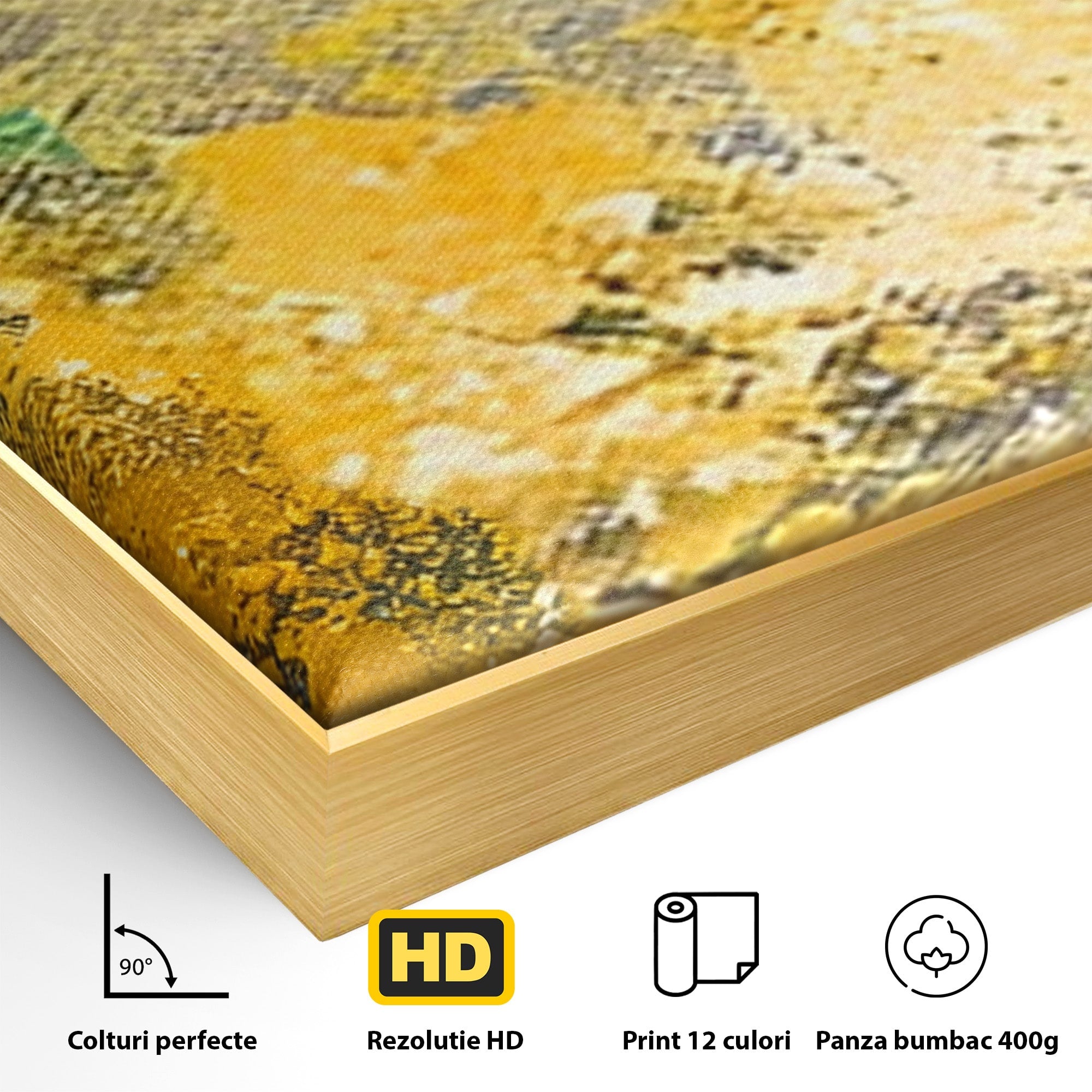 Set 3 Tablouri Canvas Premium LuxCanva® B3-1104, Mare Abstracta, Living, Liniste, Foite Aurii, Albastru, Decor, Mare, Apa, Culori Vibrante