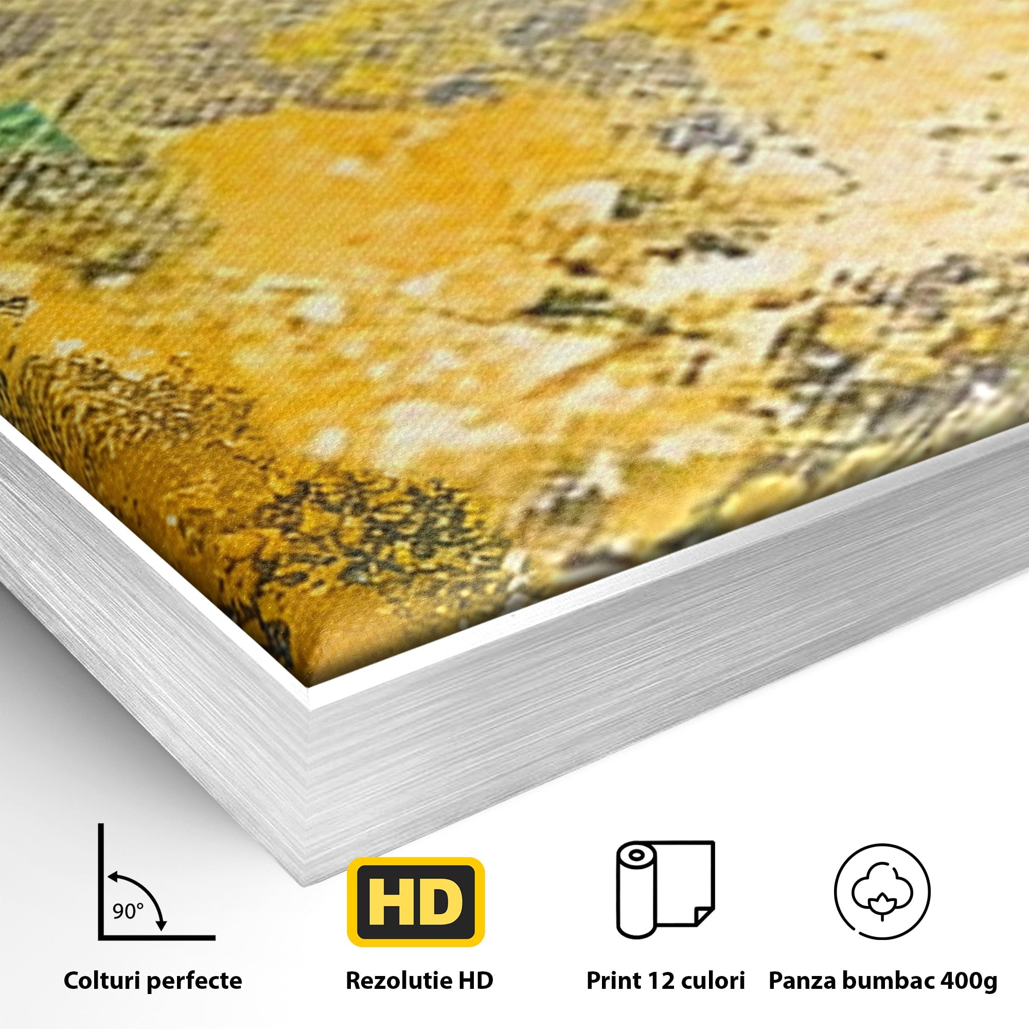 Set 3 Tablouri Canvas Premium LuxCanva® B3-1104, Mare Abstracta, Living, Liniste, Foite Aurii, Albastru, Decor, Mare, Apa, Culori Vibrante