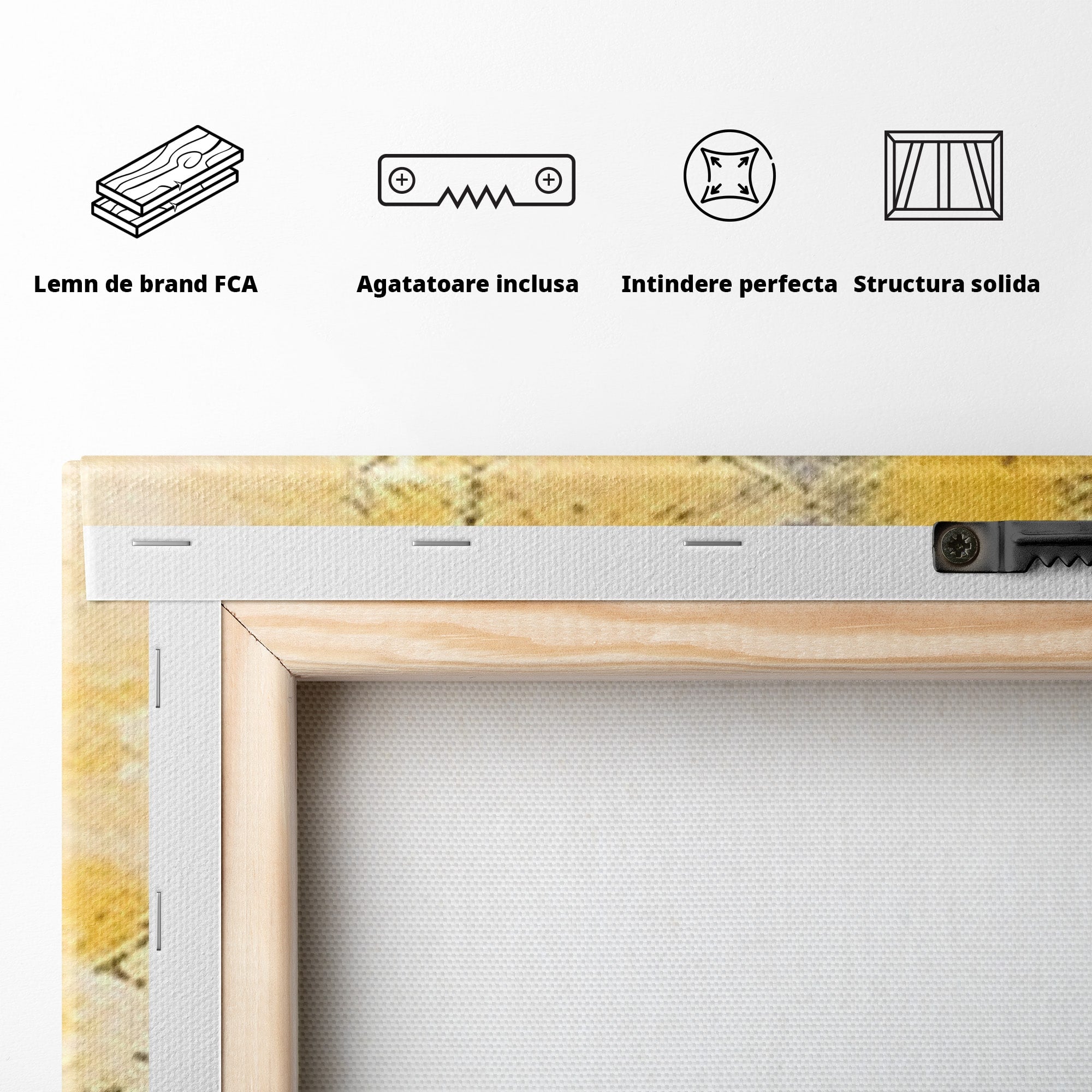 Set 3 Tablouri Canvas Premium LuxCanva® B3-1104, Mare Abstracta, Living, Liniste, Foite Aurii, Albastru, Decor, Mare, Apa, Culori Vibrante