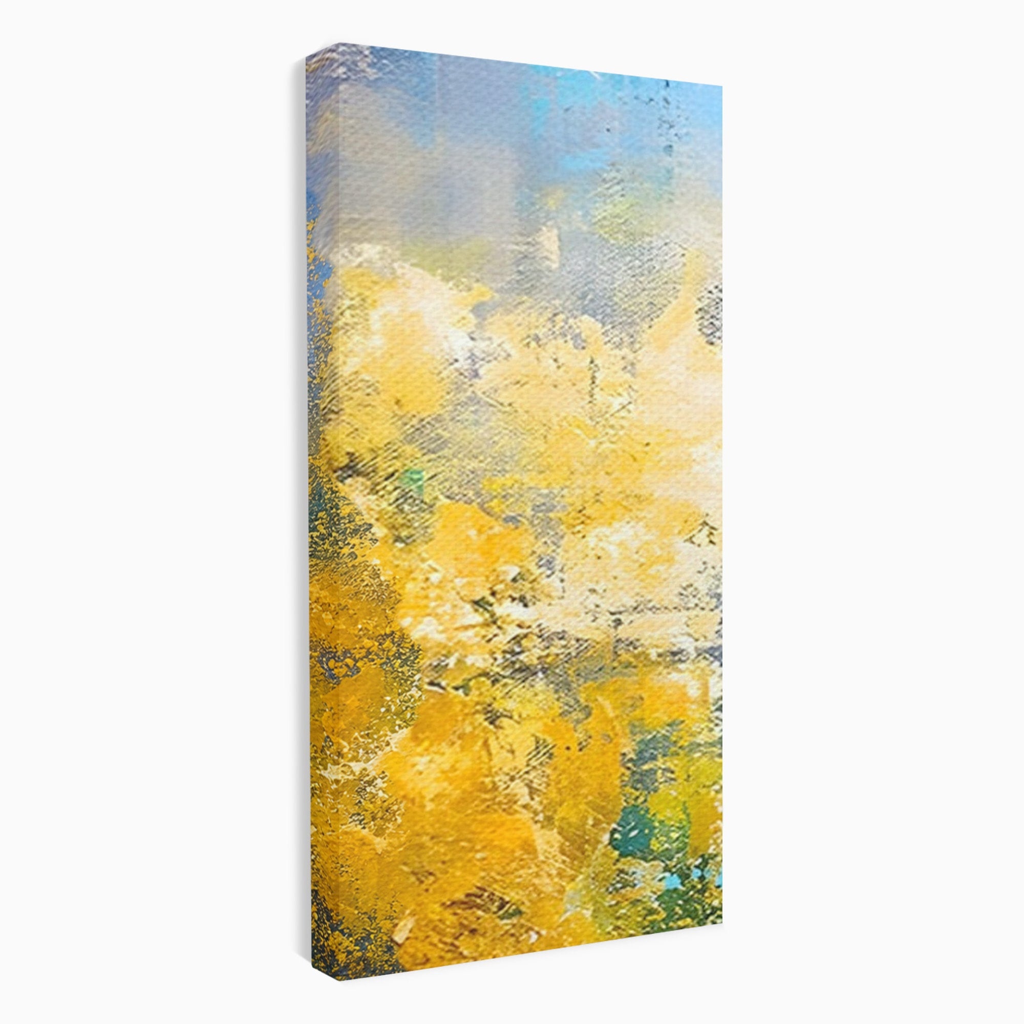 Set 3 Tablouri Canvas Premium LuxCanva® B3-1104, Mare Abstracta, Living, Liniste, Foite Aurii, Albastru, Decor, Mare, Apa, Culori Vibrante