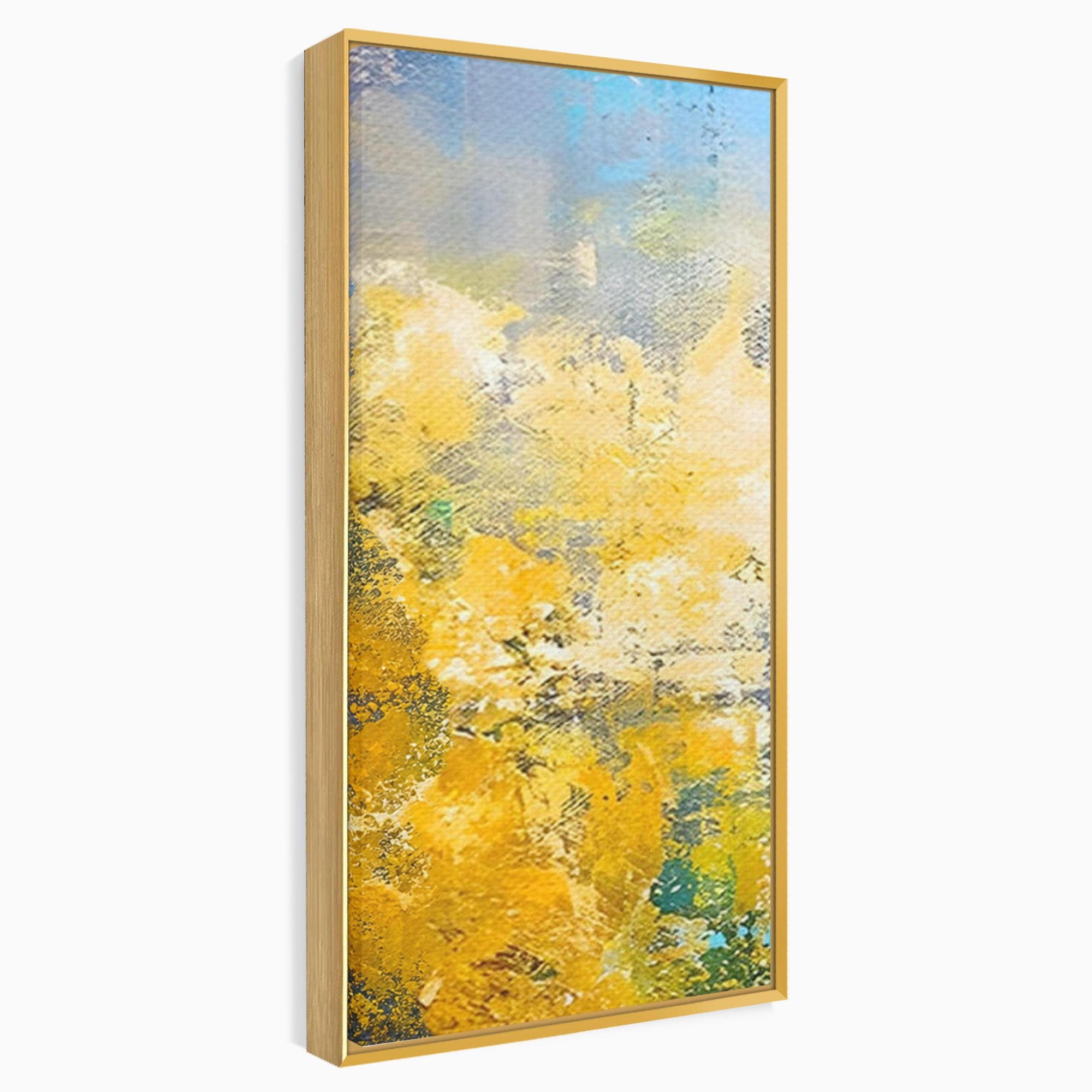 Set 3 Tablouri Canvas Premium LuxCanva® B3-1104, Mare Abstracta, Living, Liniste, Foite Aurii, Albastru, Decor, Mare, Apa, Culori Vibrante