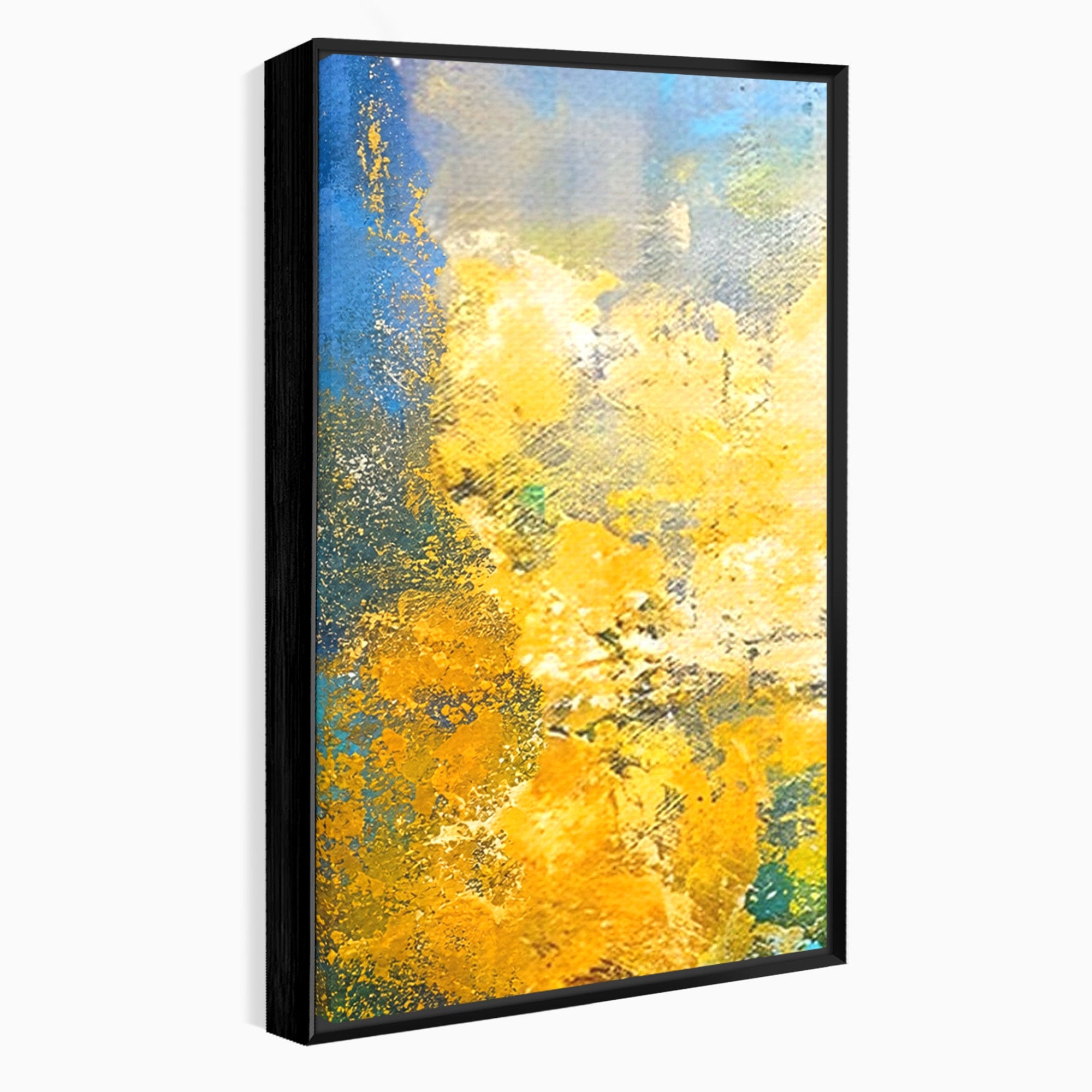 Set 3 Tablouri Canvas Premium LuxCanva® B3-1104, Mare Abstracta, Living, Liniste, Foite Aurii, Albastru, Decor, Mare, Apa, Culori Vibrante