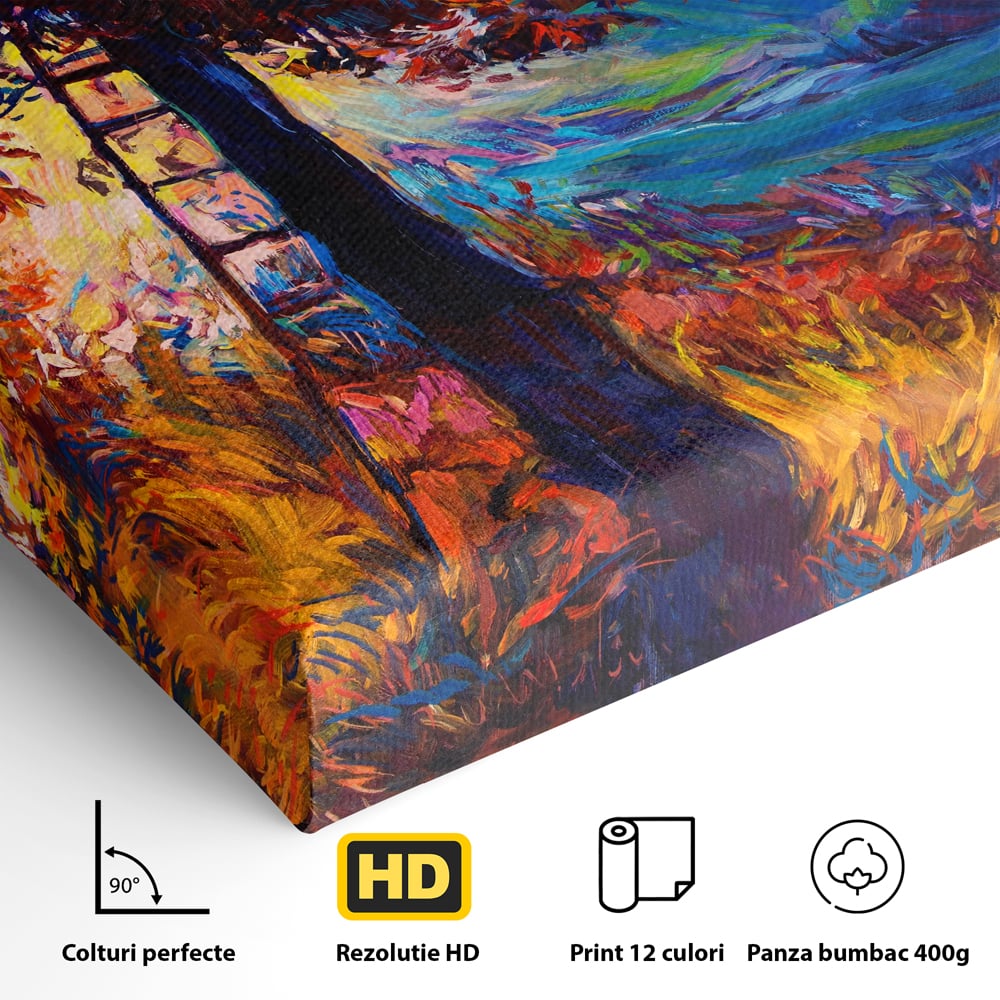 Tablou Canvas Premium LuxCanva® C1001, Copac La Rasarit ,  Living, Scara, Frunze, Cer, Dormitor, Culori Vibrante