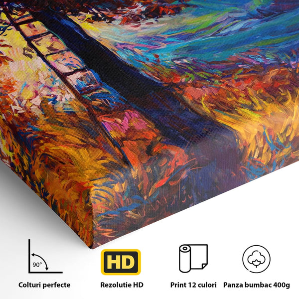 Tablou Canvas Premium LuxCanva® C1001, Copac La Rasarit ,  Living, Scara, Frunze, Cer, Dormitor, Culori Vibrante