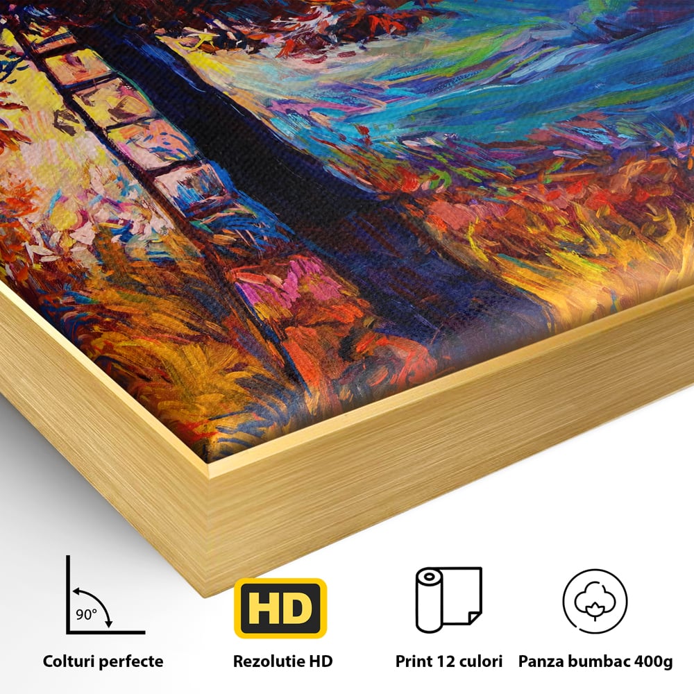 Tablou Canvas Premium LuxCanva® C1001, Copac La Rasarit ,  Living, Scara, Frunze, Cer, Dormitor, Culori Vibrante