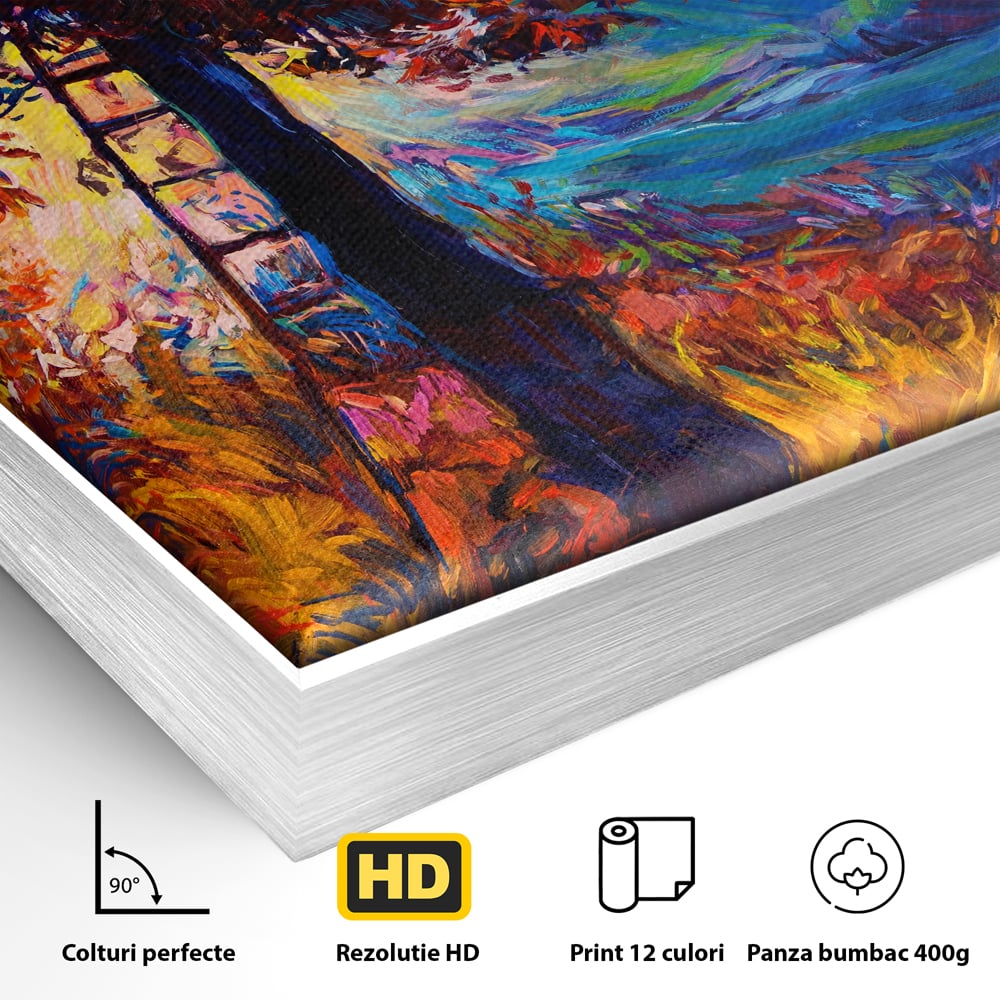 Tablou Canvas Premium LuxCanva® C1001, Copac La Rasarit ,  Living, Scara, Frunze, Cer, Dormitor, Culori Vibrante