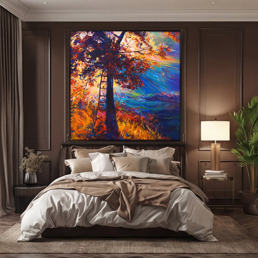 Tablou Canvas Premium LuxCanva® C1001, Copac La Rasarit ,  Living, Scara, Frunze, Cer, Dormitor, Culori Vibrante