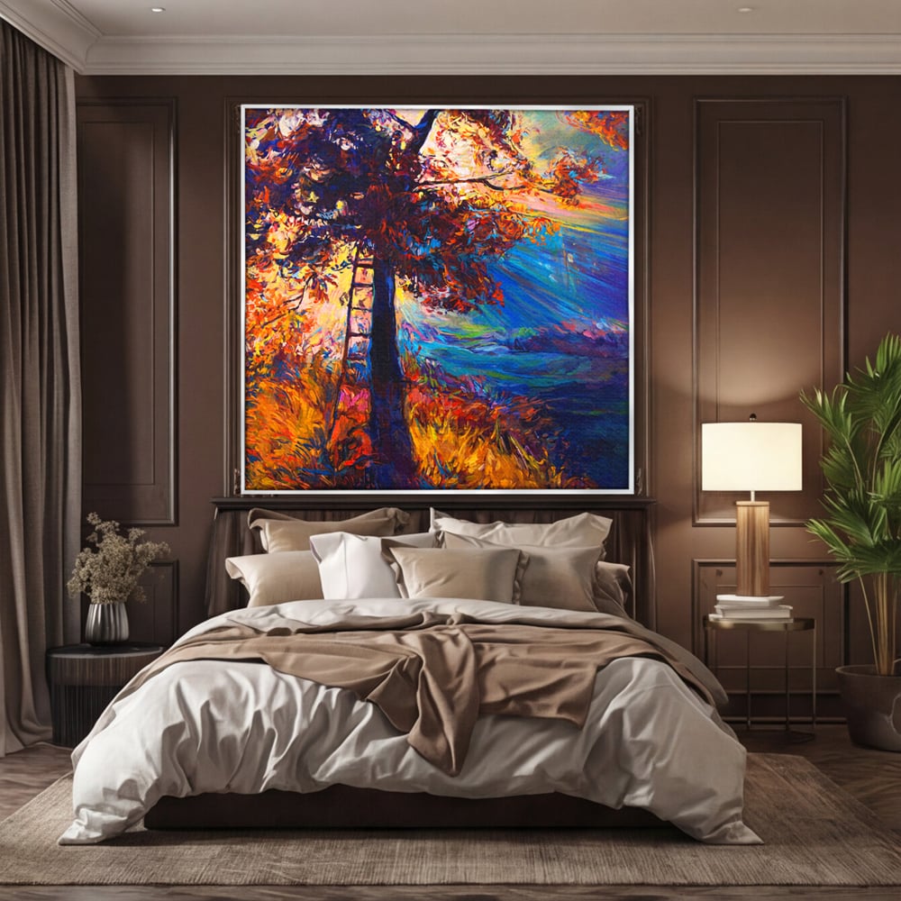Tablou Canvas Premium LuxCanva® C1001, Copac La Rasarit ,  Living, Scara, Frunze, Cer, Dormitor, Culori Vibrante